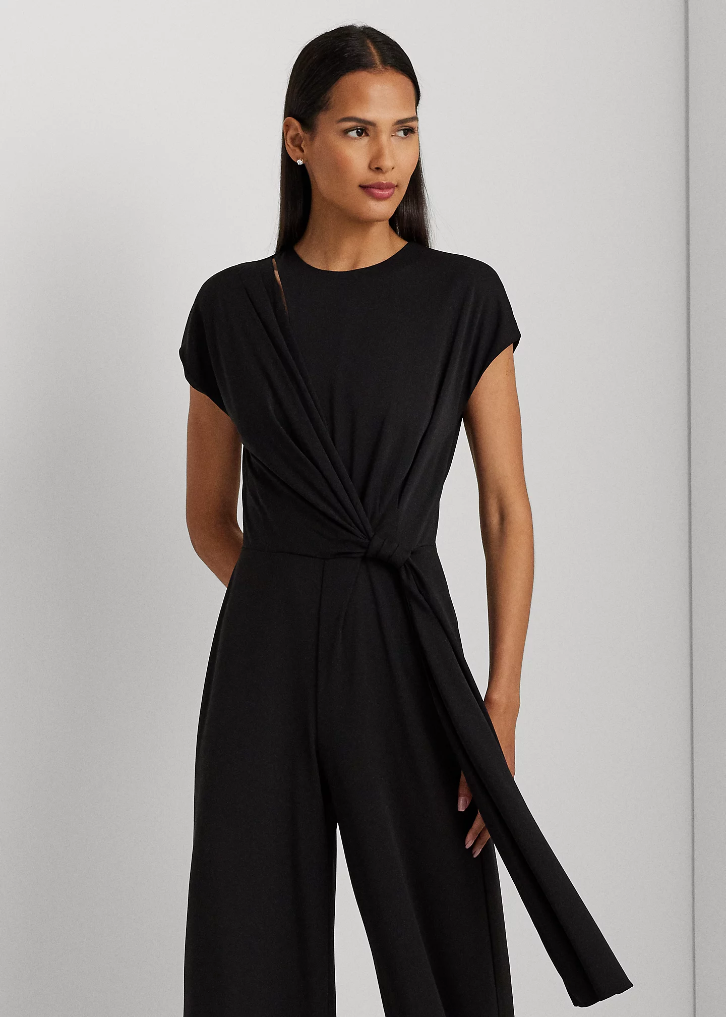 Tie-Front Jersey Wide-Leg Jumpsuit