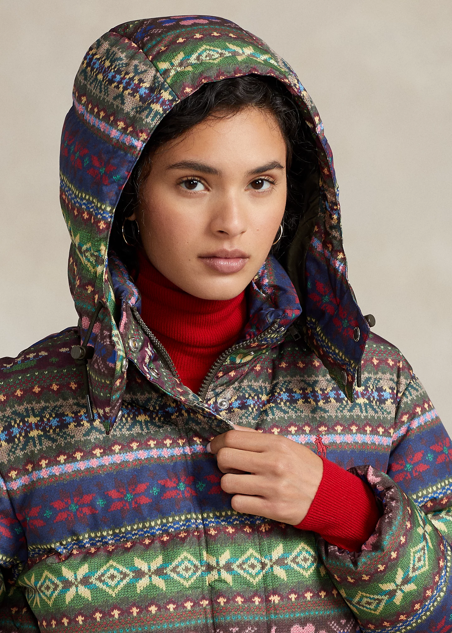 Water-Repellent Hooded Down Jacket