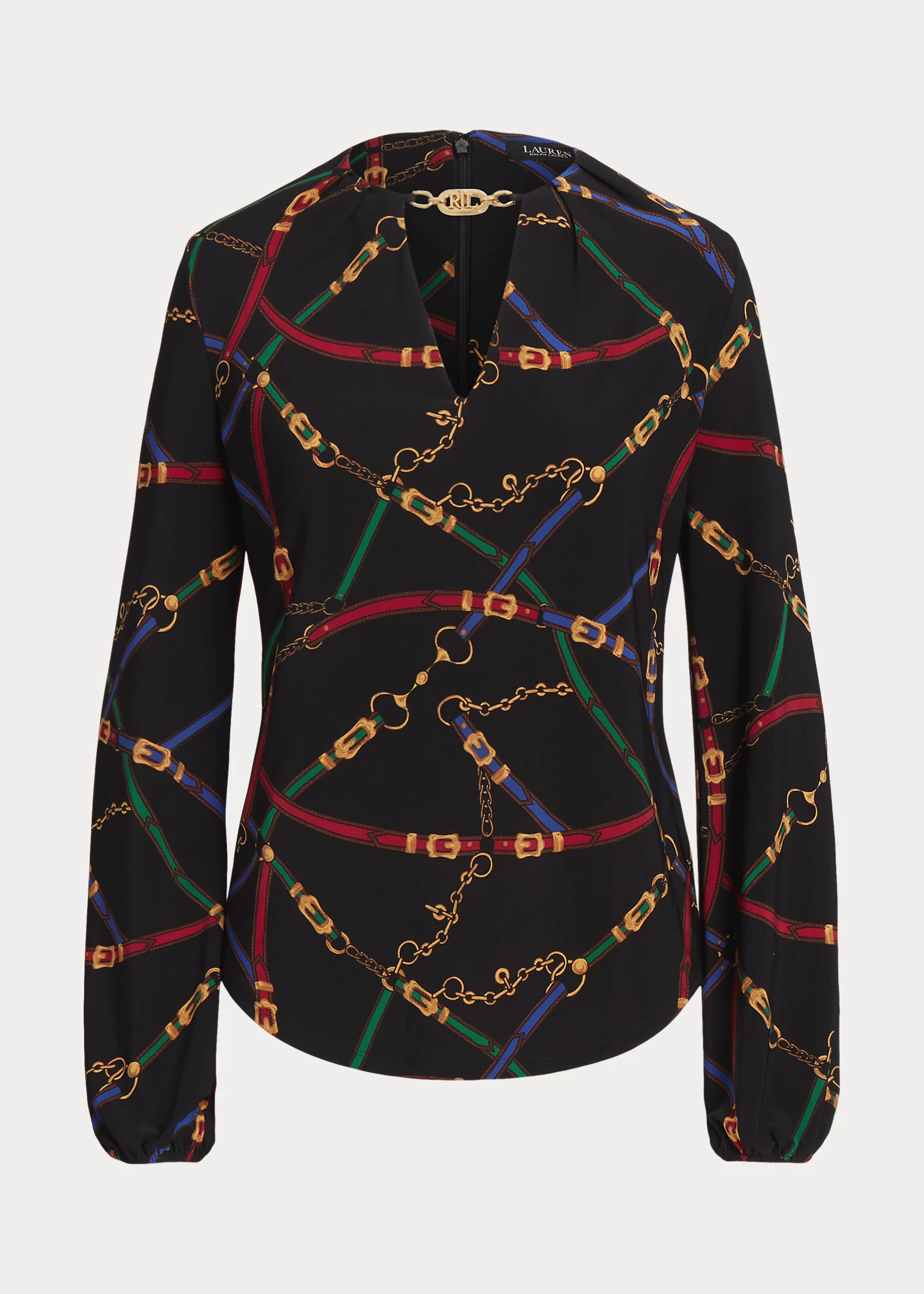 Print Logo-Trim Stretch Jersey Top