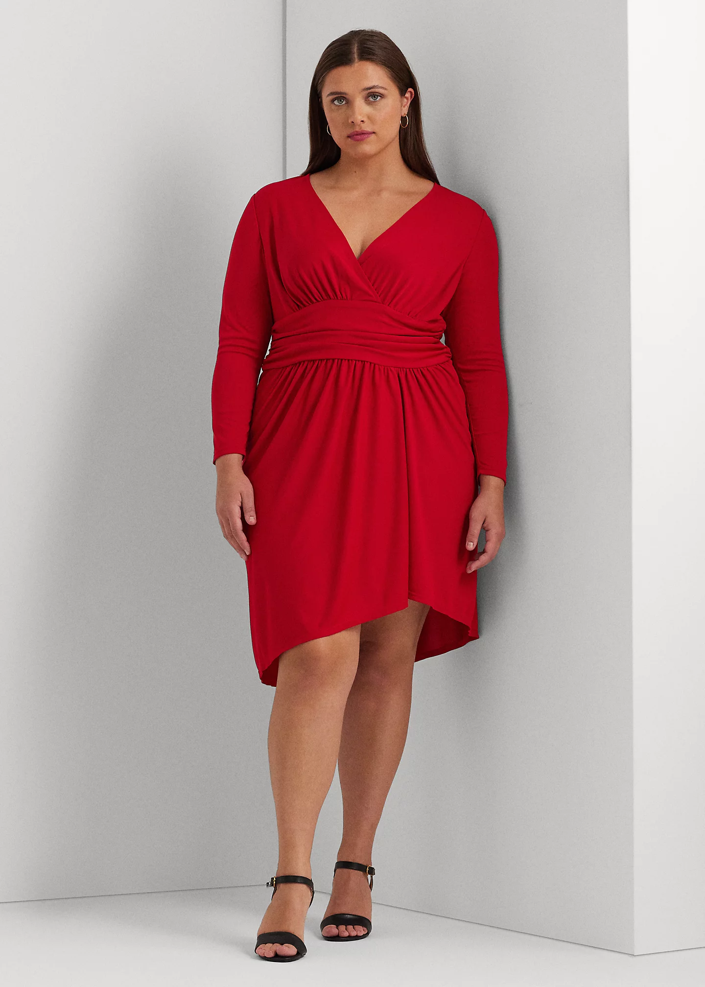 Ruched Stretch Jersey Surplice Dress