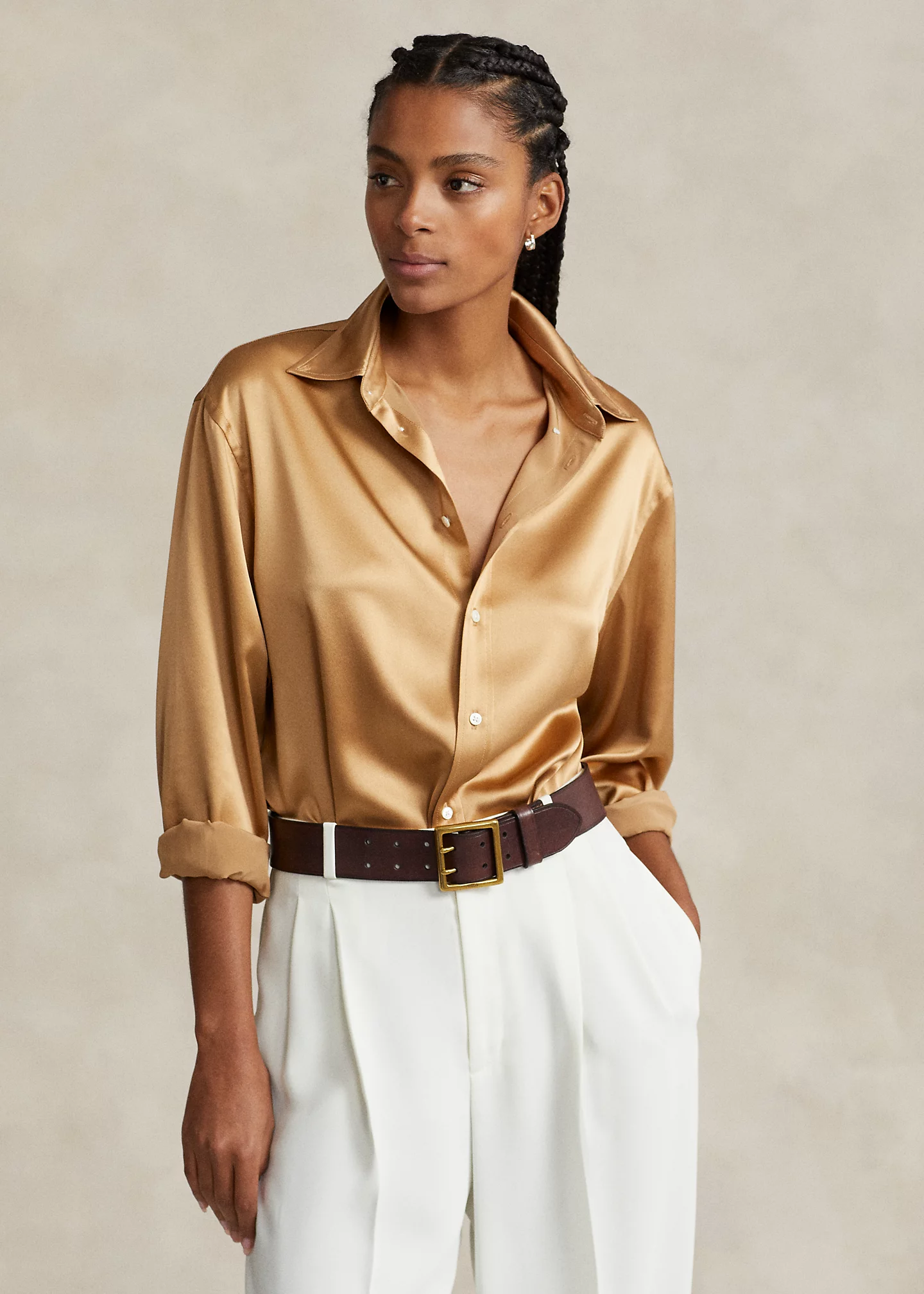Relaxed Fit Silk Charmeuse Shirt