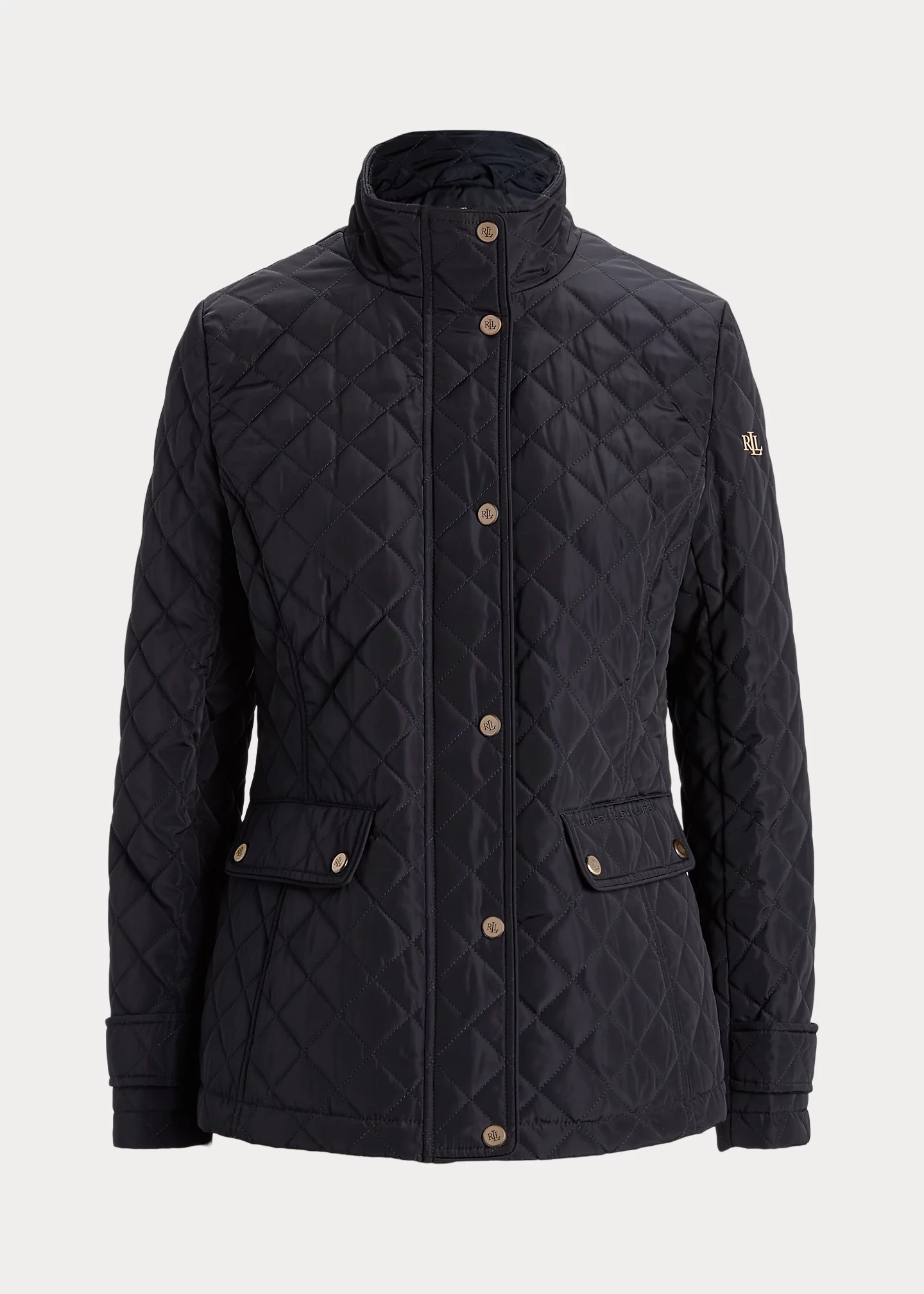Diamond-Quilted Mockneck Jacket
