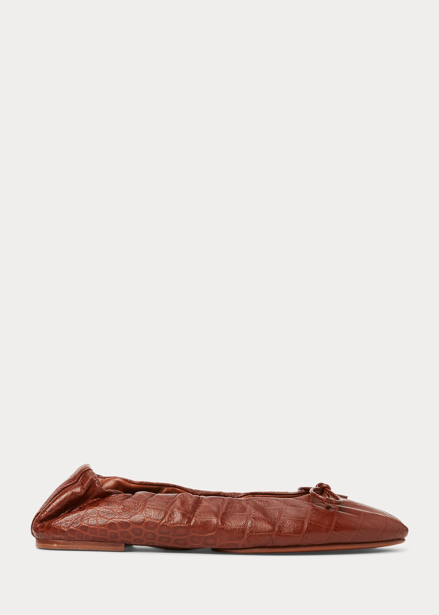 Crocodile-Embossed Leather Ballet Flat