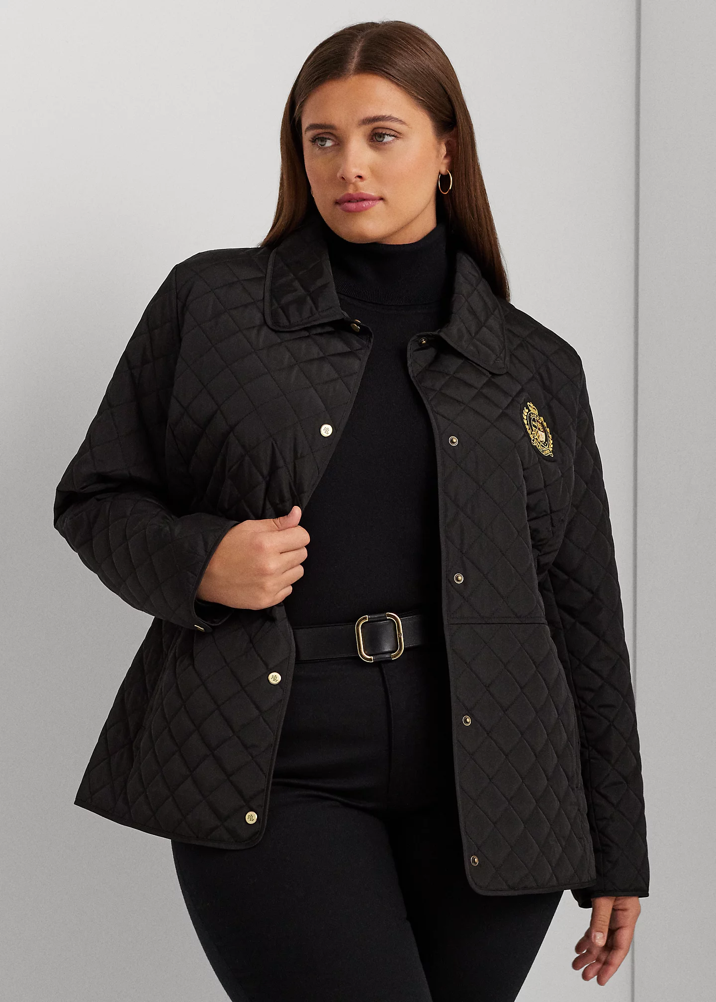 Crest-Patch Diamond-Quilted Jacket