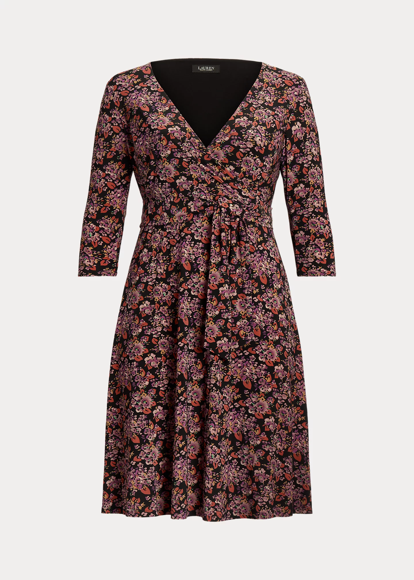 Floral Surplice Jersey Dress