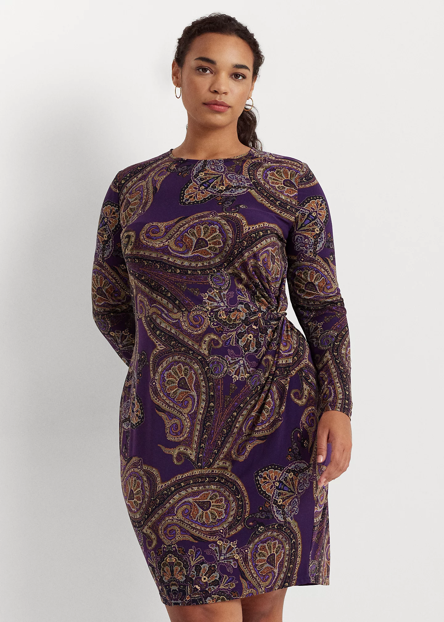 Paisley Twist-Front Stretch Jersey Dress