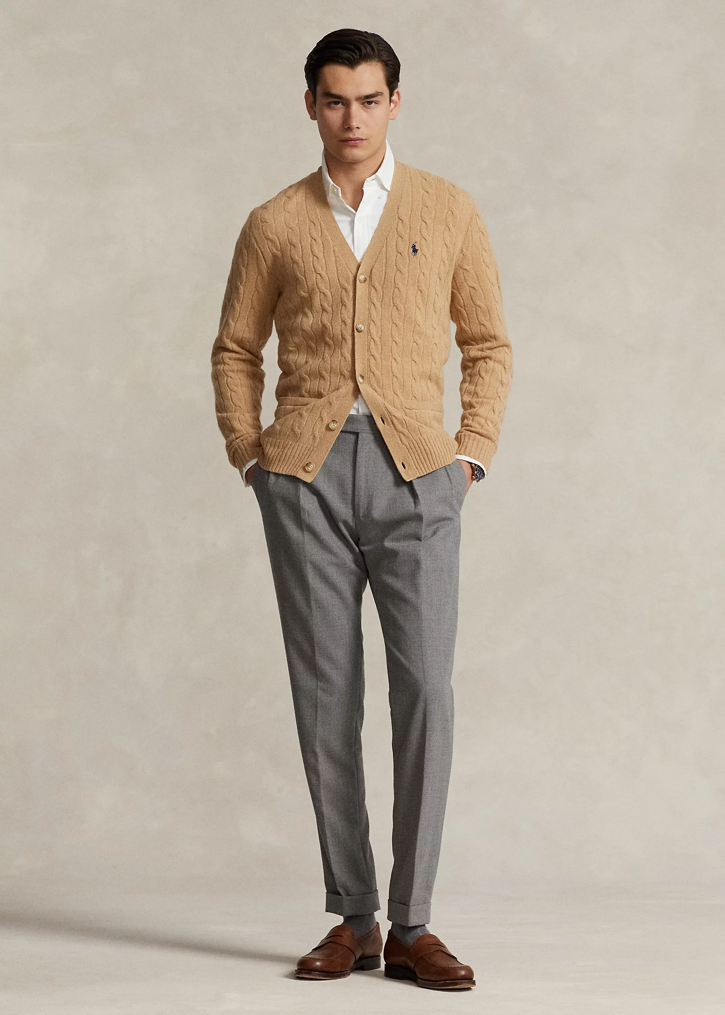 Cable-Knit Wool-Cashmere Cardigan