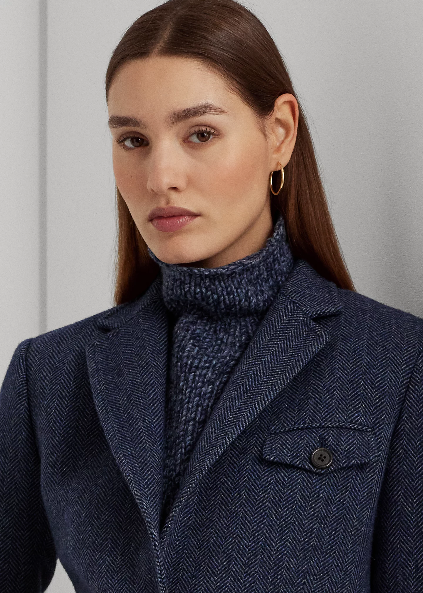 Wool-Blend Herringbone Tweed Blazer