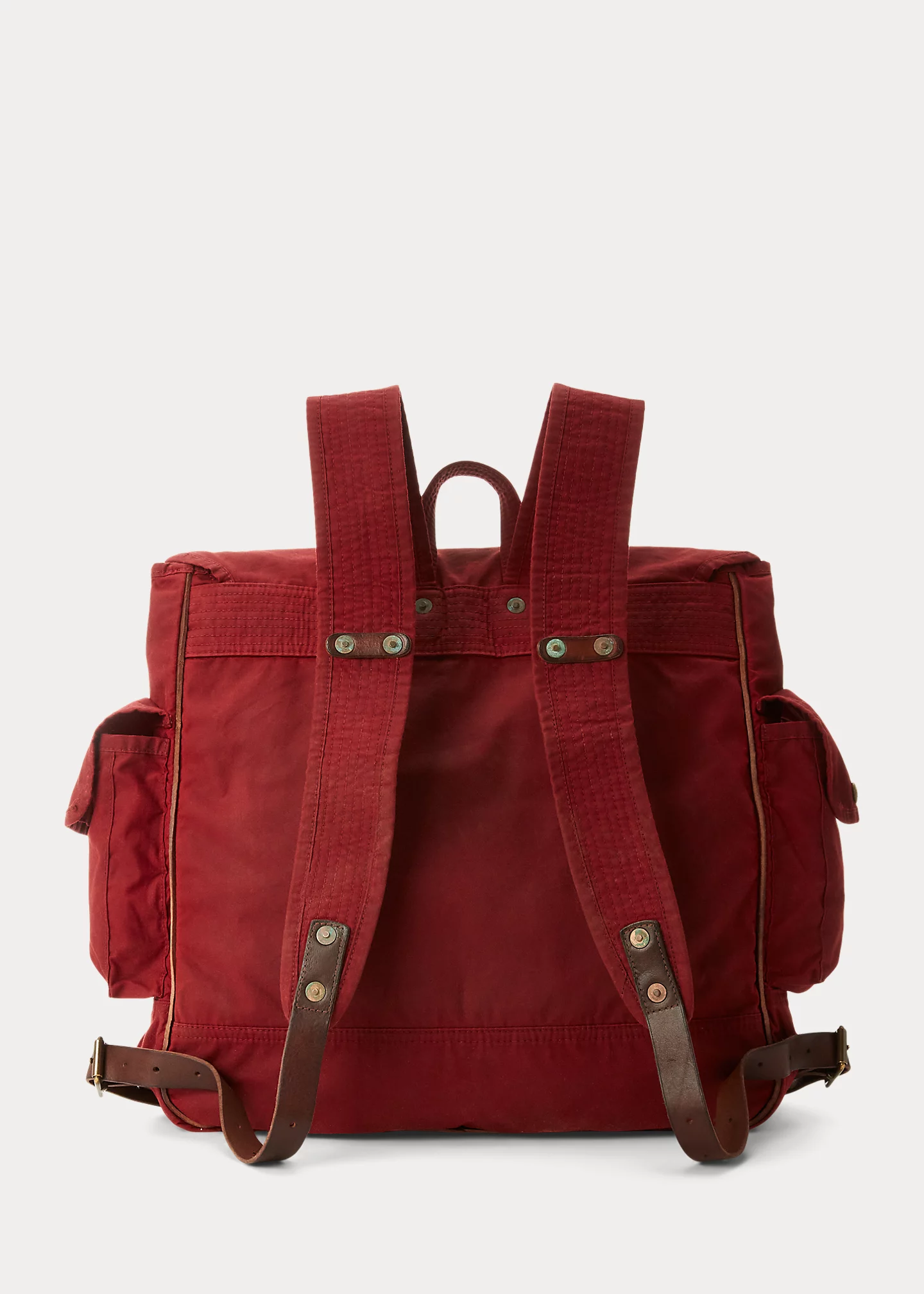 Leather-Trim Oilcloth Backpack