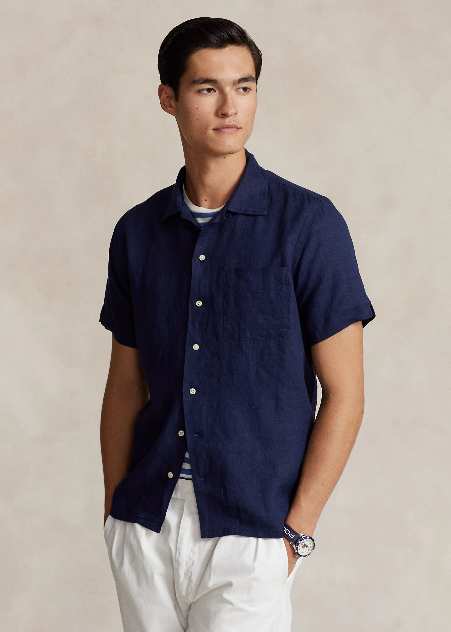 Classic Fit Linen Camp Shirt