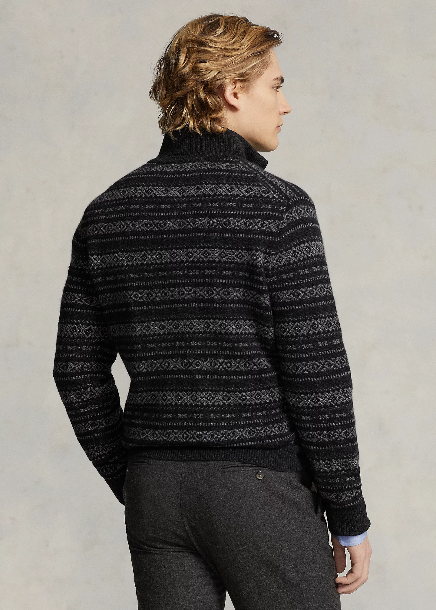 Fair Isle Wool Quarter-Zip Sweater