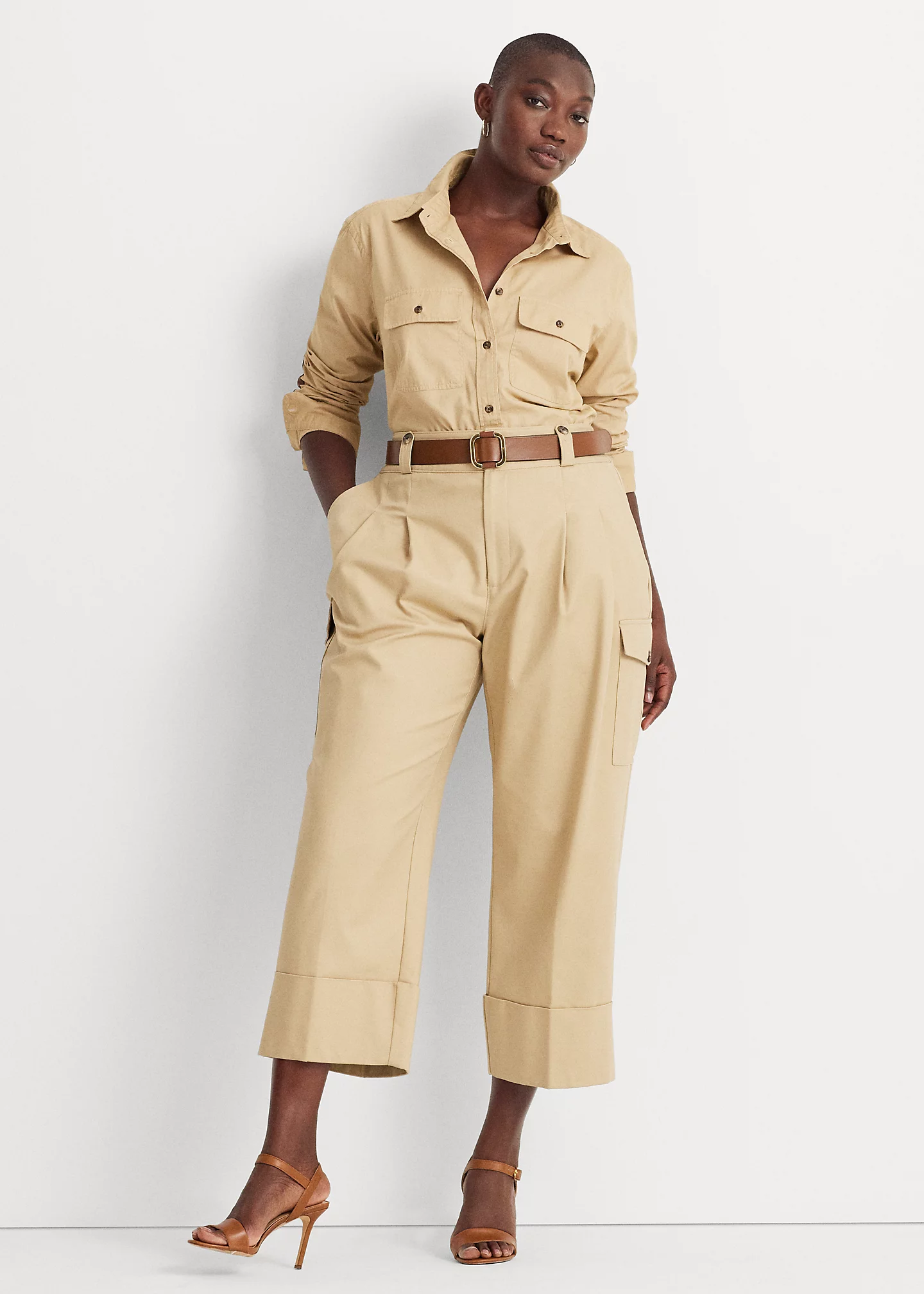 Leather-Trim Featherweight Twill Shirt