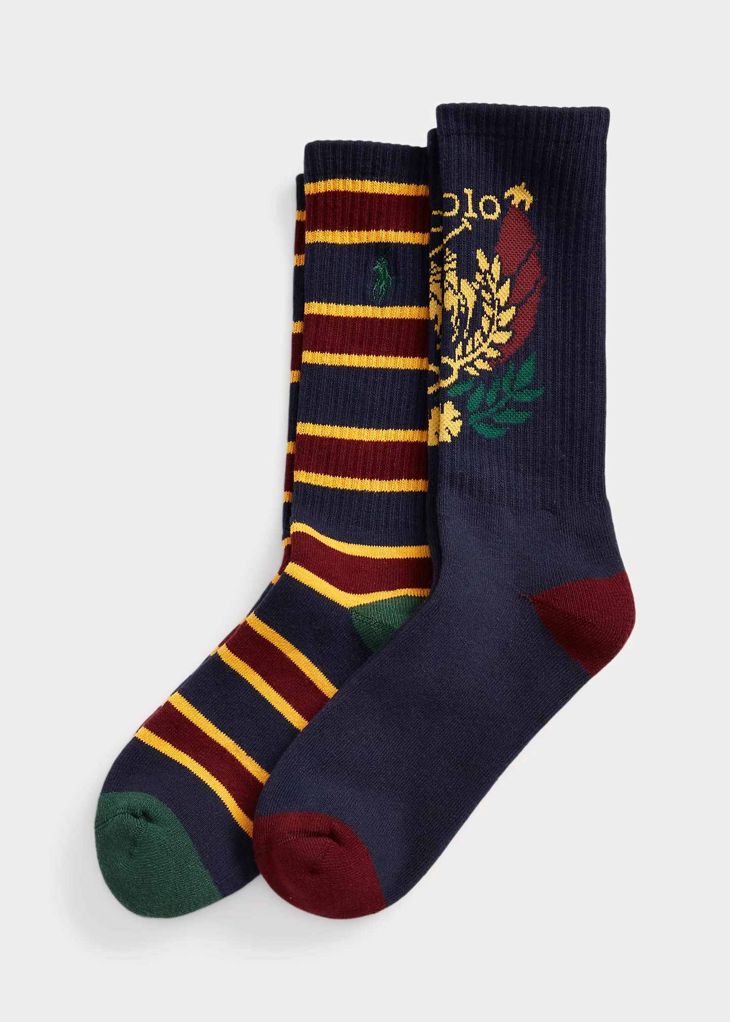 Crest & Striped Crew Sock 2-Pack