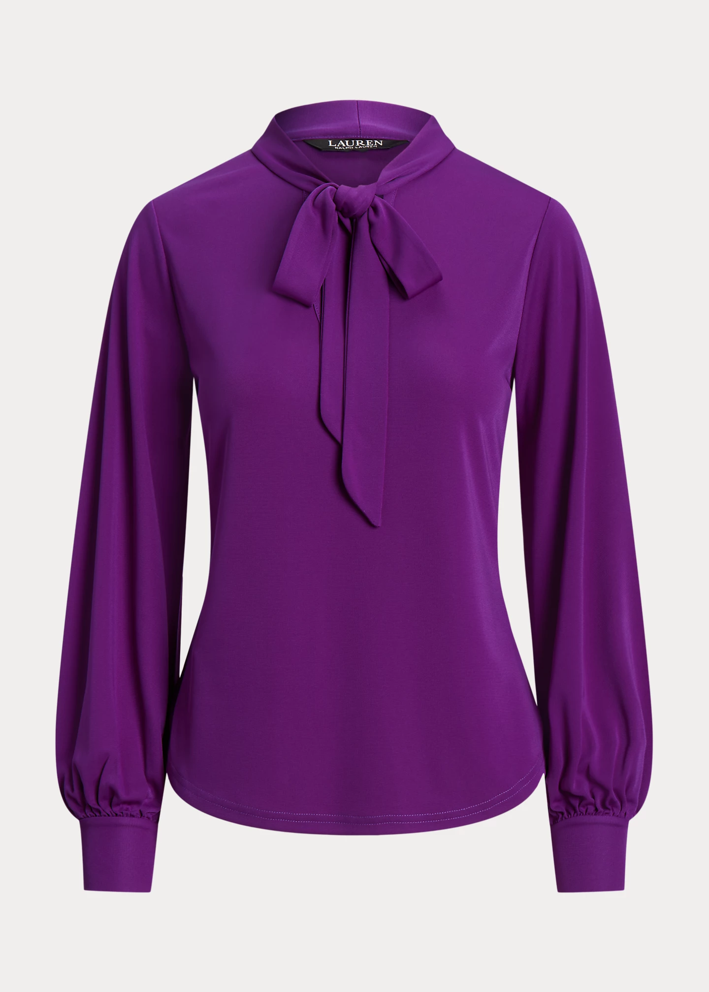 Stretch Jersey Tie-Neck Top