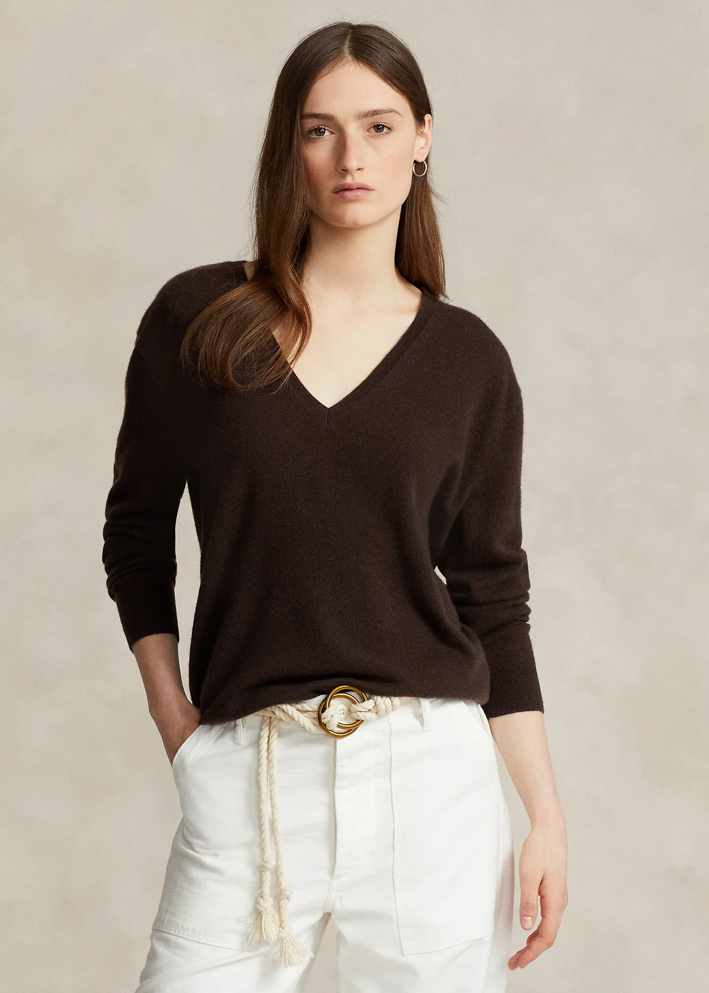 Relaxed Fit Cashmere V-Neck Sweater