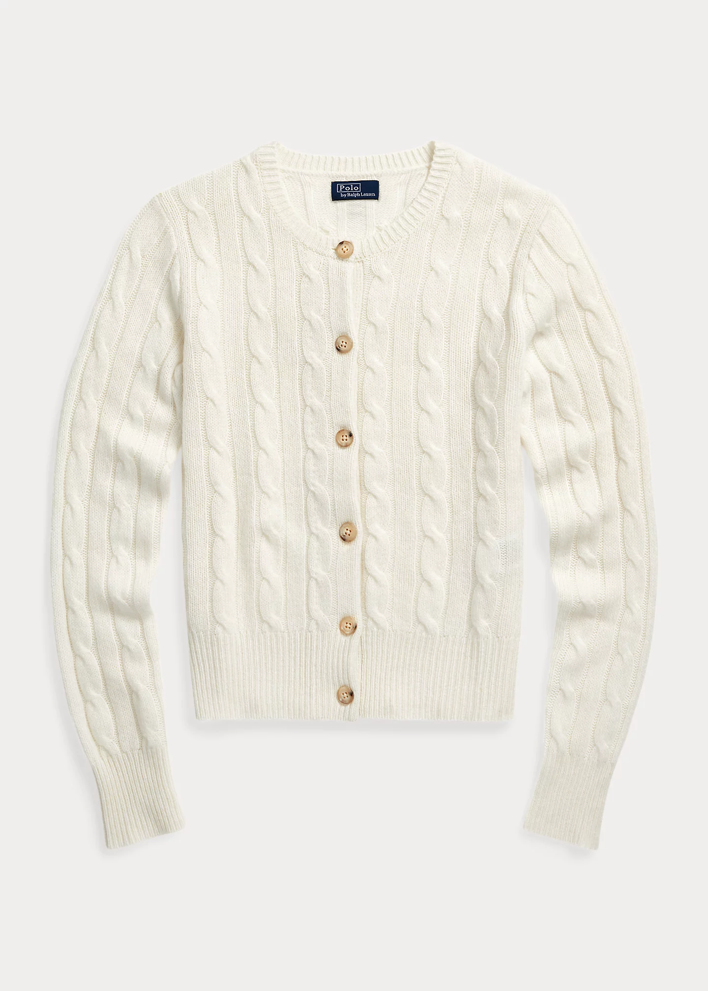 Cable-Knit Cashmere Crewneck Cardigan