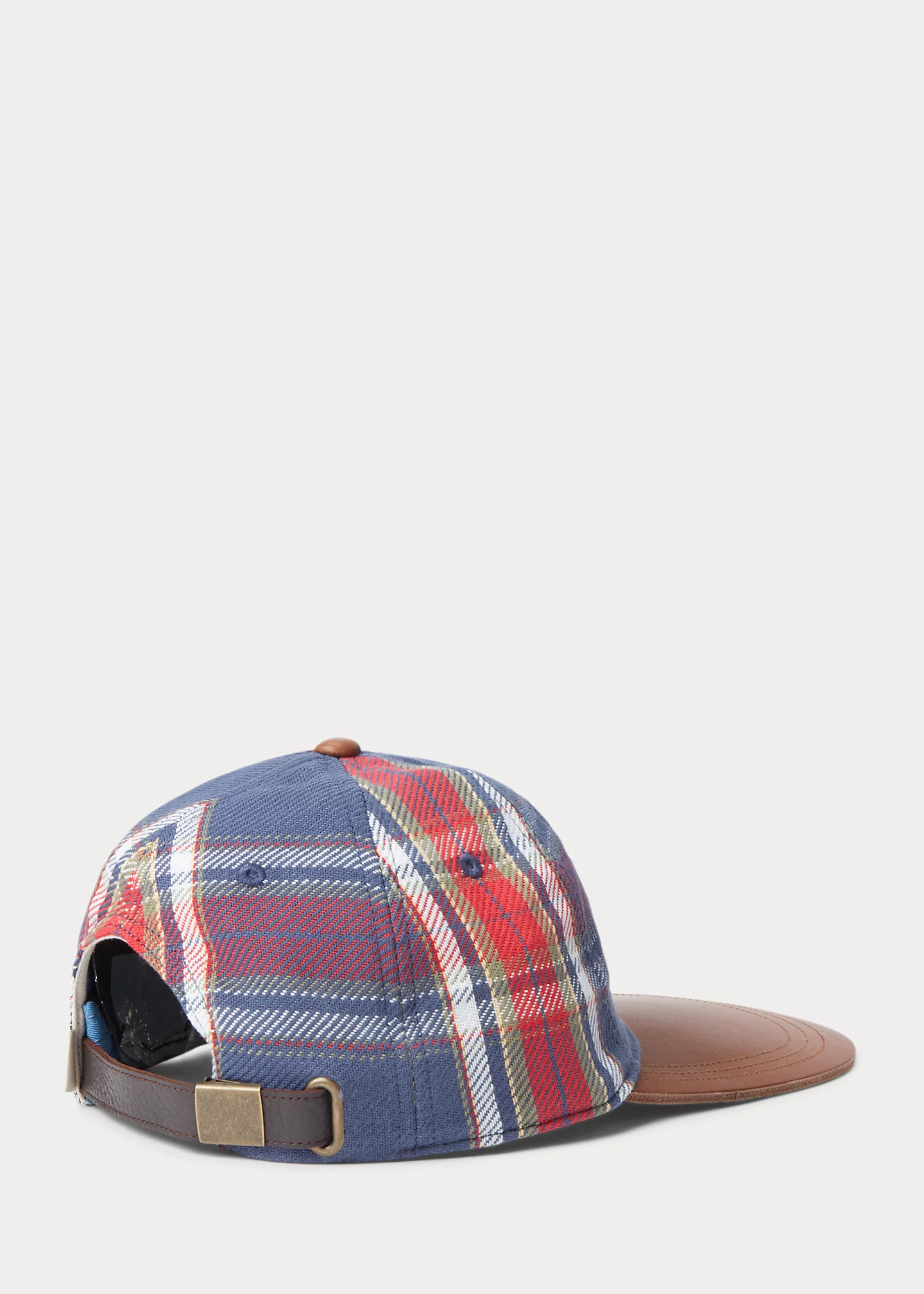 Leather-Bill Plaid Twill Cap