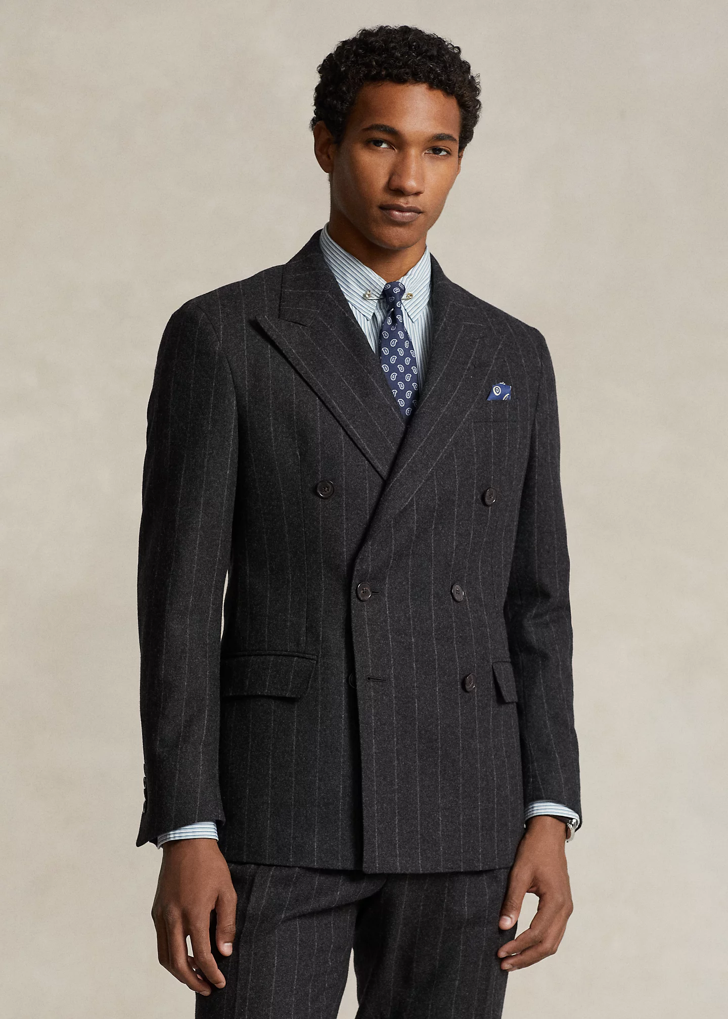 Polo Chalk-Stripe Wool Flannel Suit