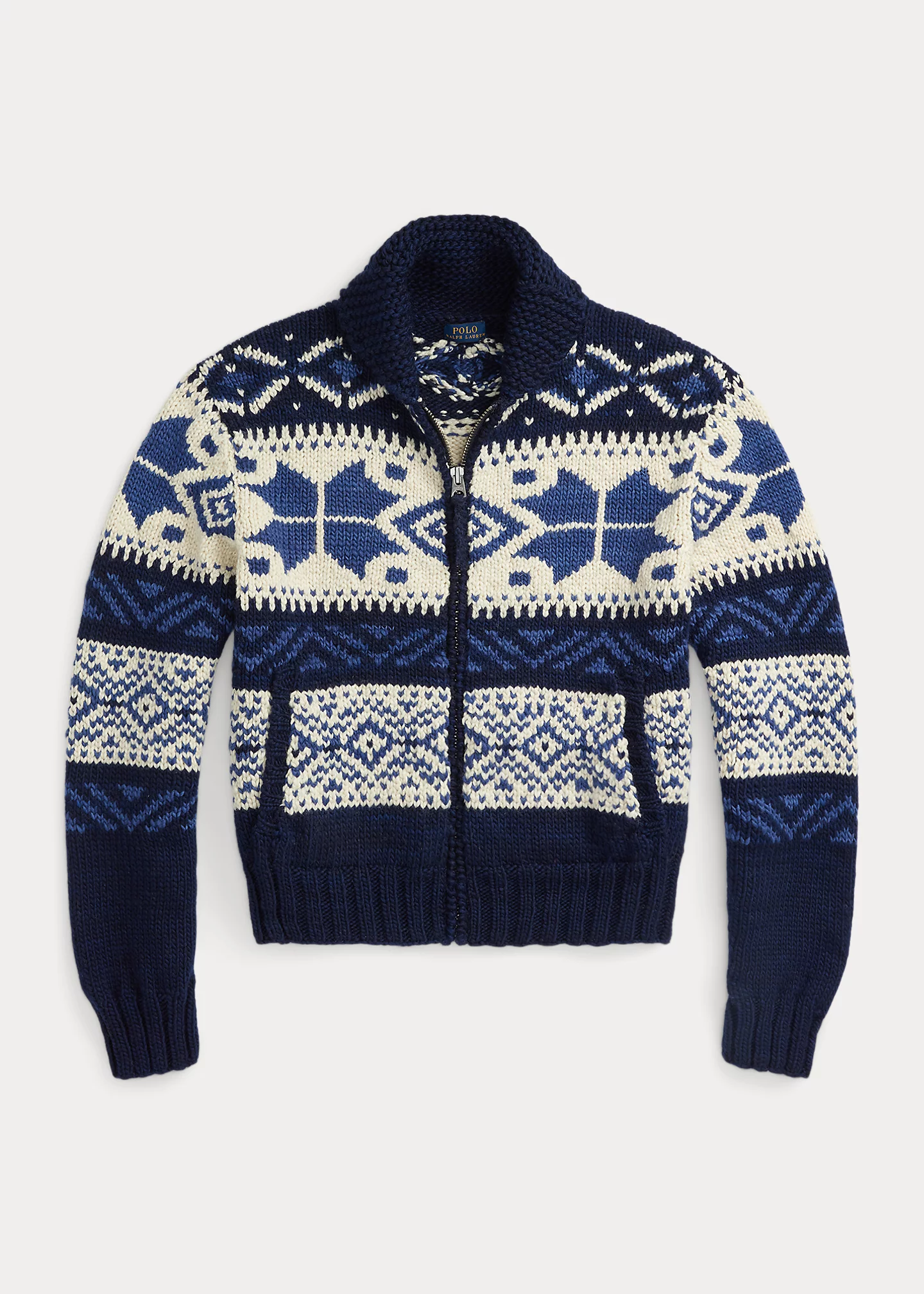 Geo-Motif Wool-Blend Cardigan