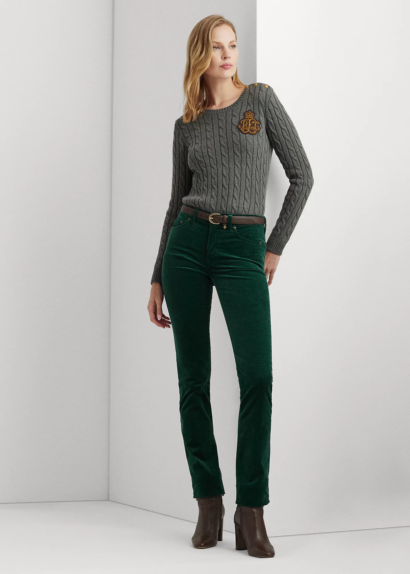 Stretch Corduroy Mid-Rise Straight Pant