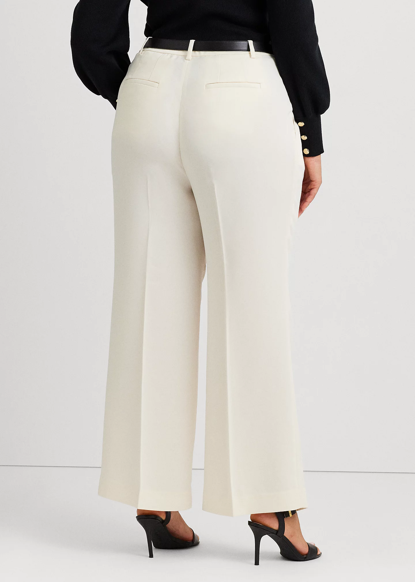 Pleated Satin Crepe Wide-Leg Pant