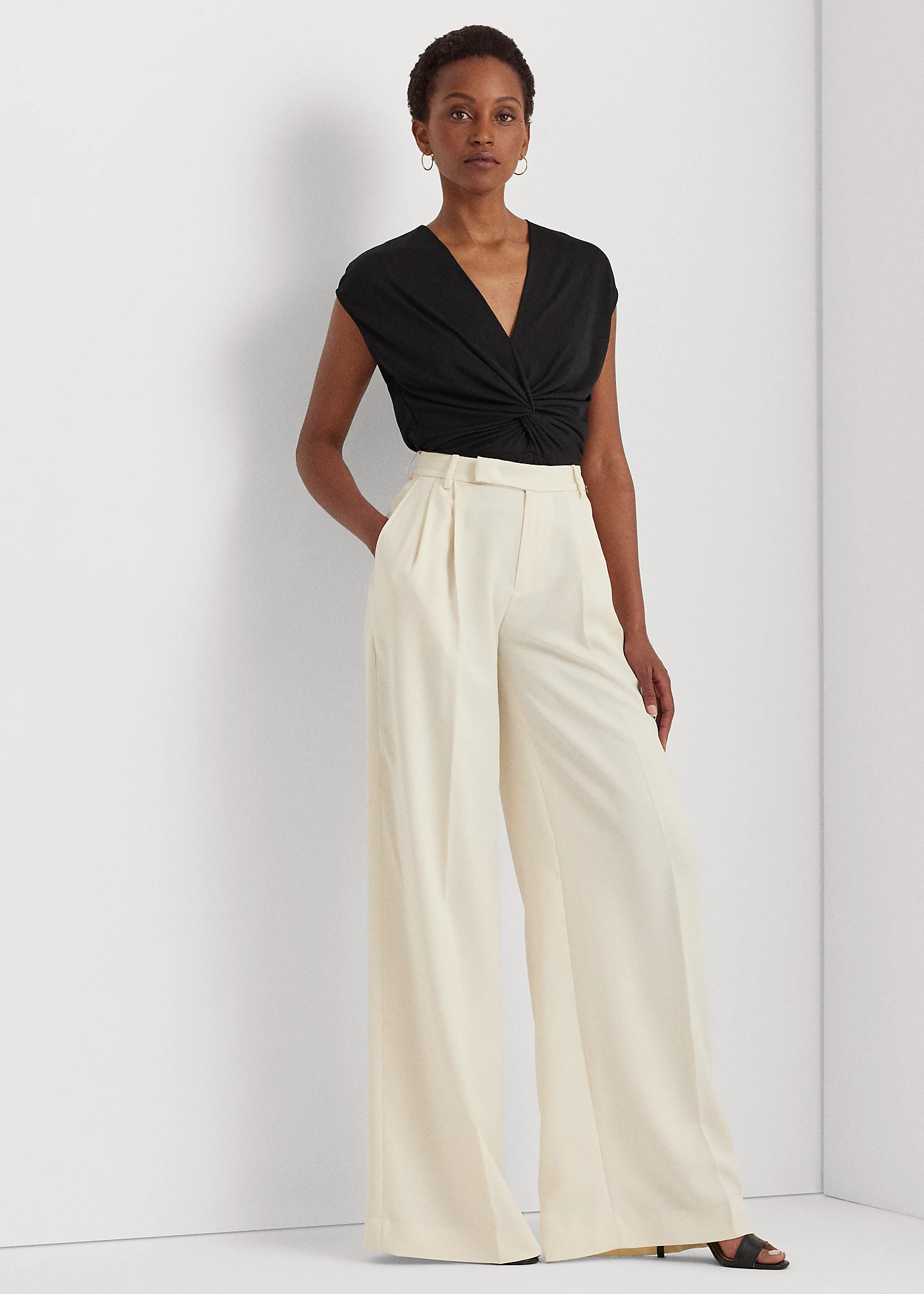 Twist-Front Jersey Cap-Sleeve Tee