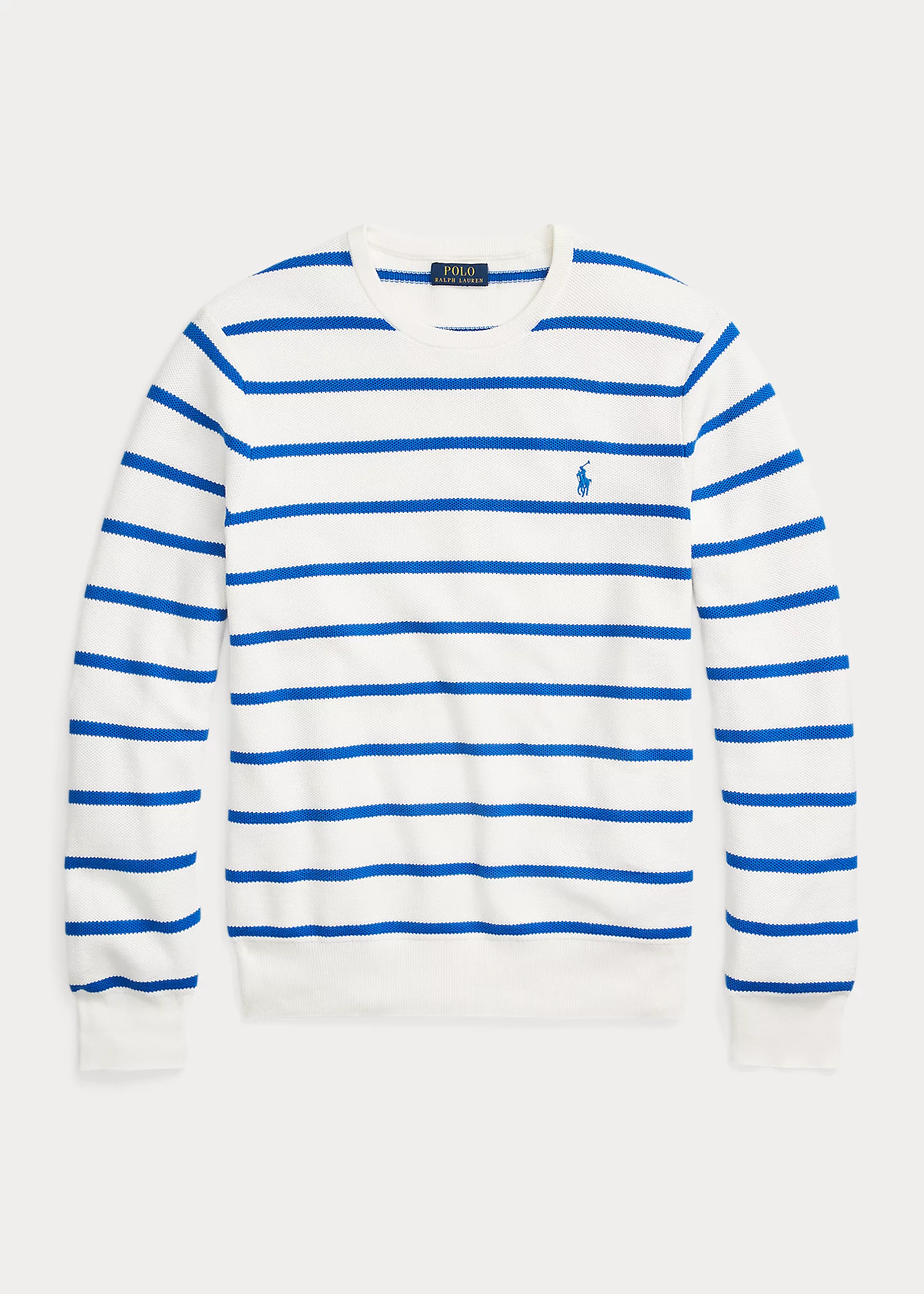 Striped Mesh-Knit Cotton Sweater