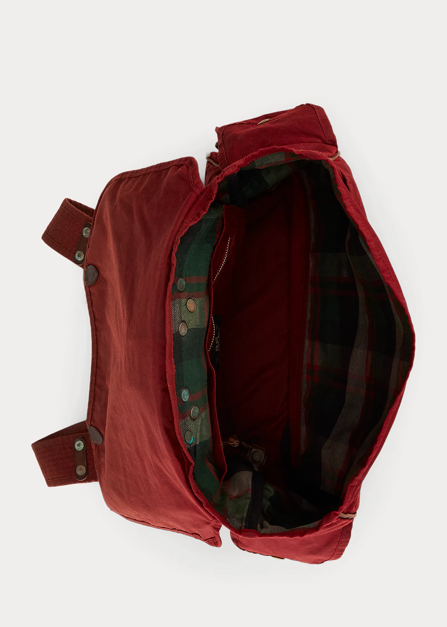 Leather-Trim Oilcloth Backpack