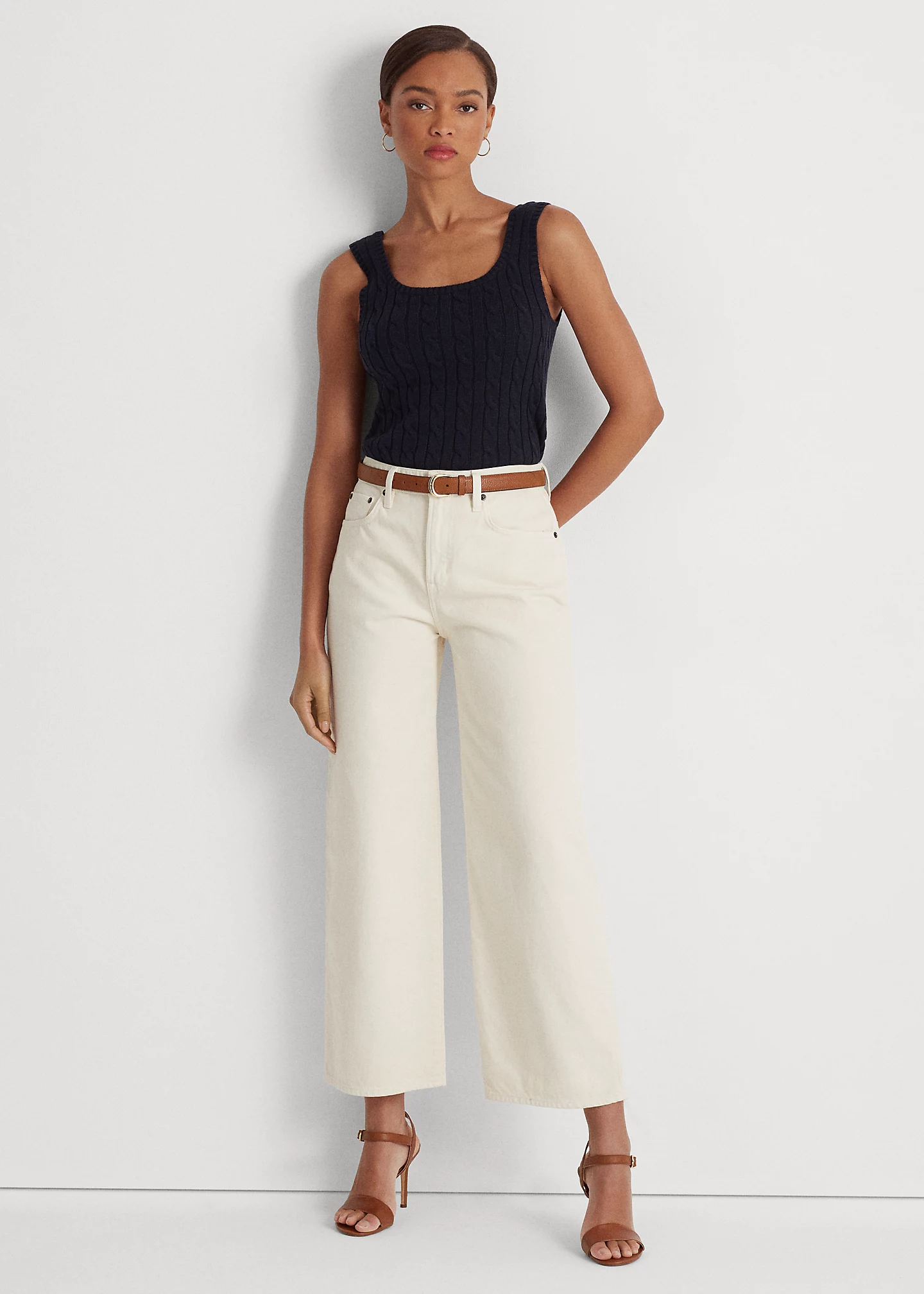 Sleeveless Cable-Knit Sweater