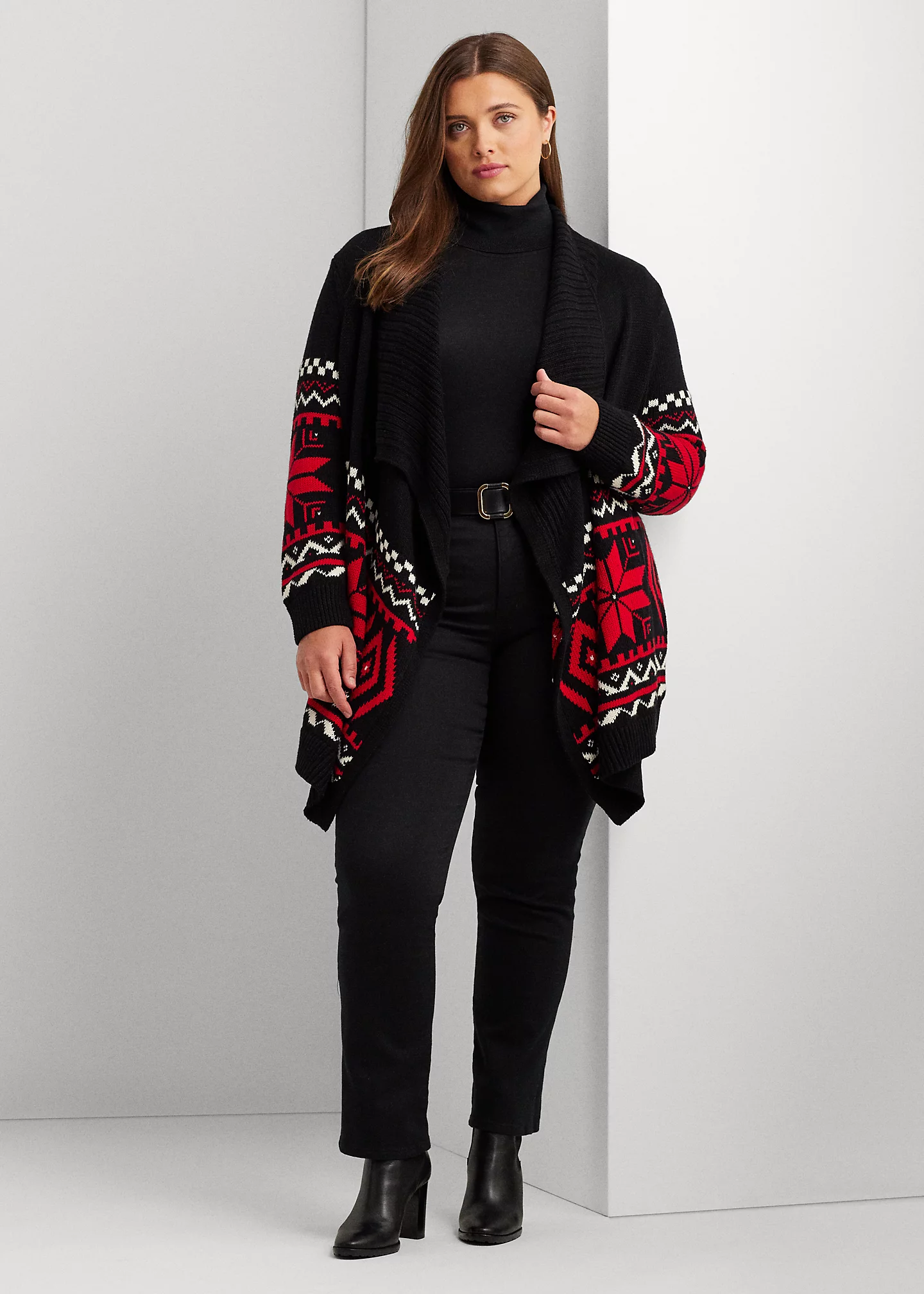 Fair Isle Shawl-Collar Cardigan