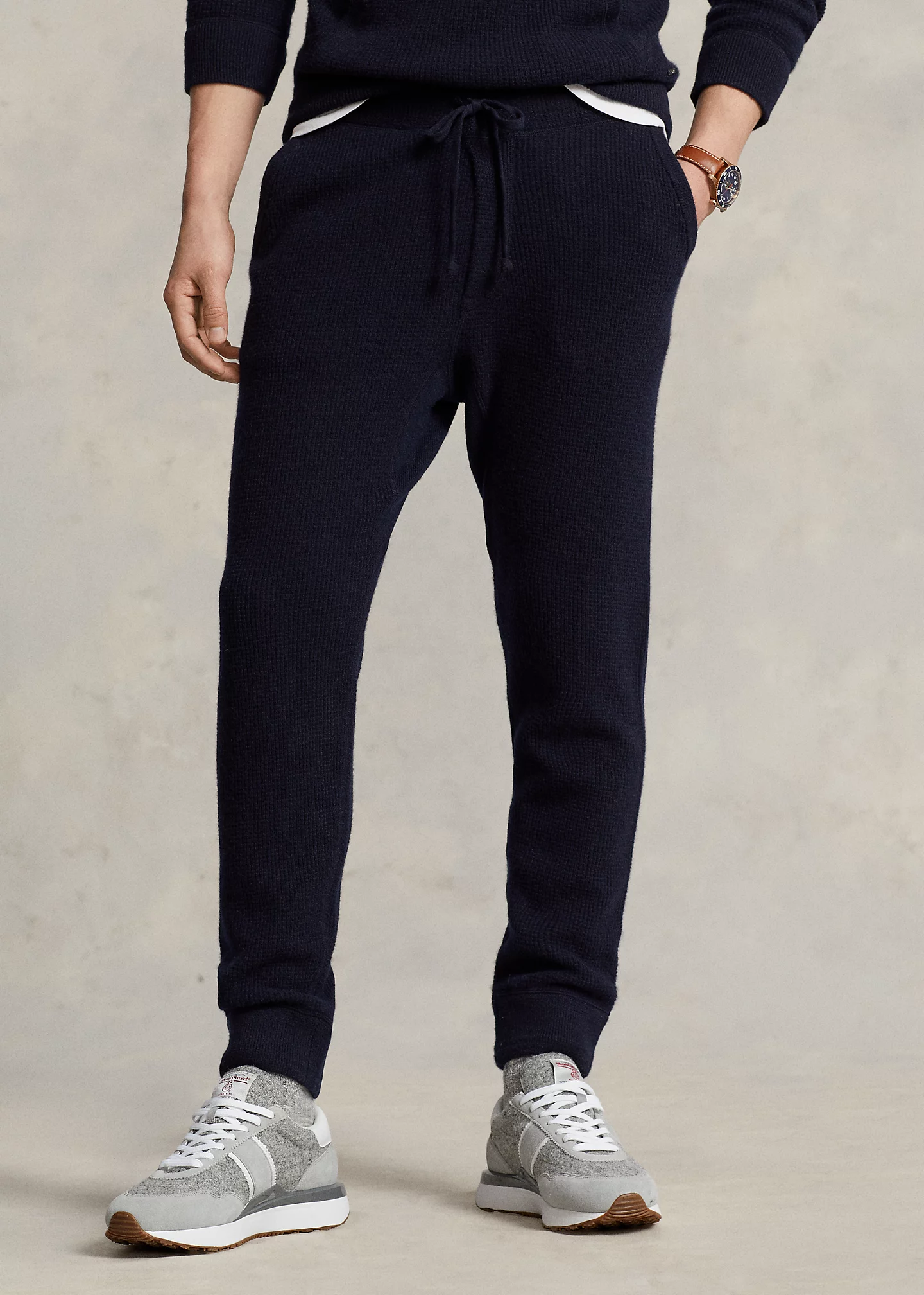 Waffle-Knit Washable Cashmere Pant