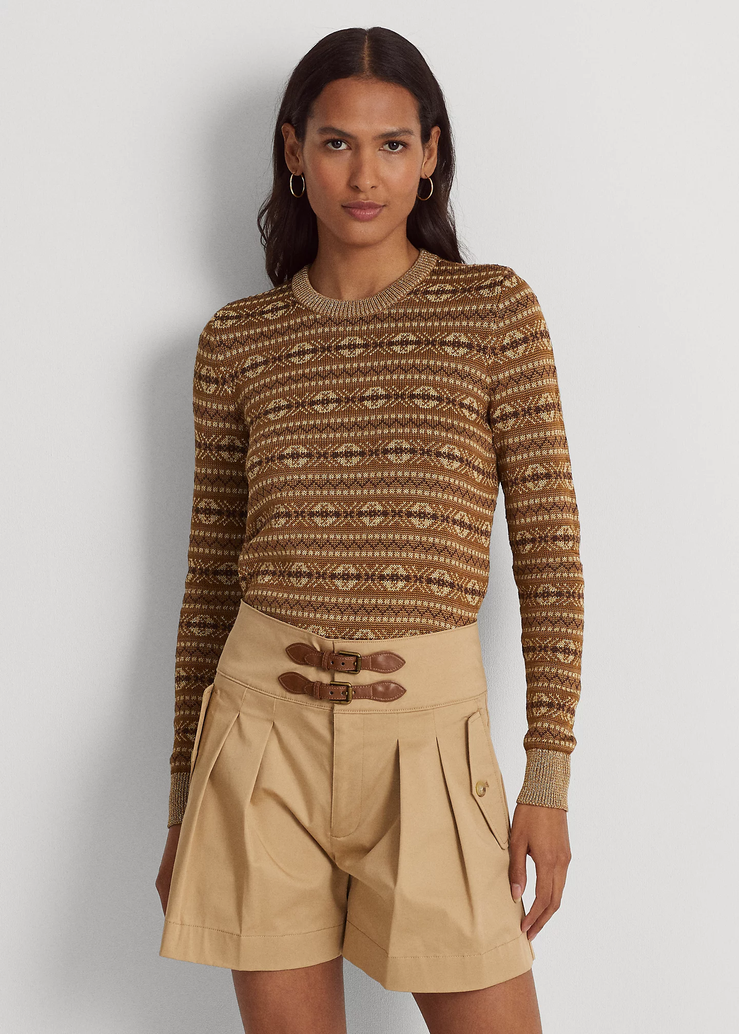 Metallic Fair Isle Cotton-Blend Sweater