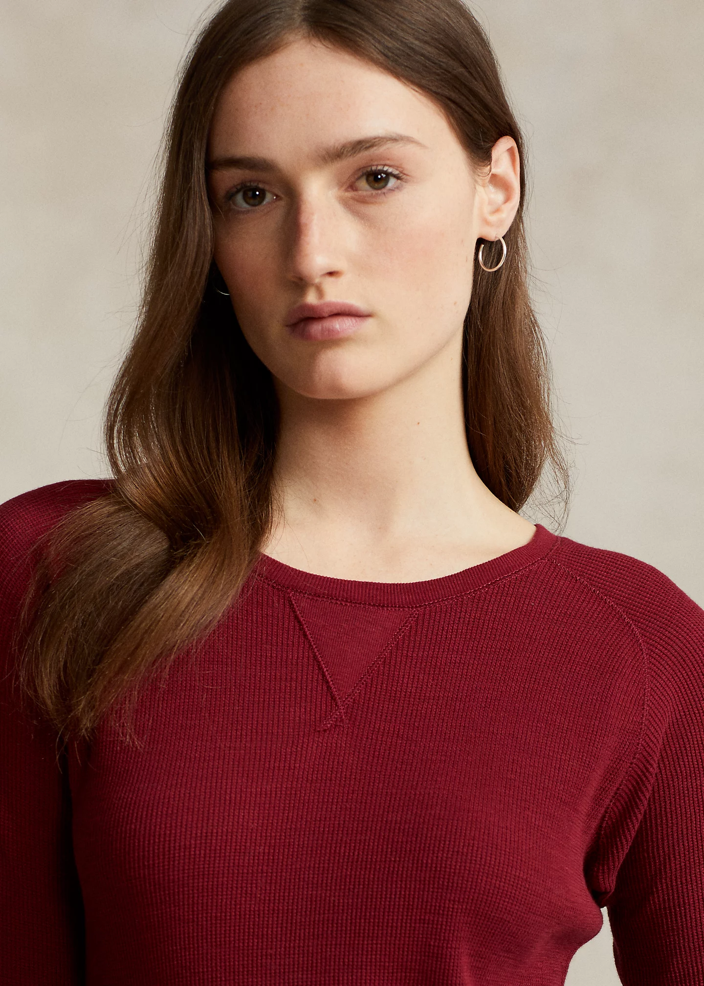 Waffle-Knit Cotton Crewneck Dress