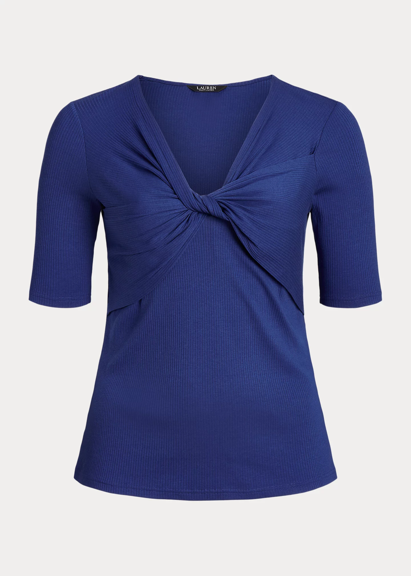 Twist-Front Rib-Knit Cotton-Blend Tee