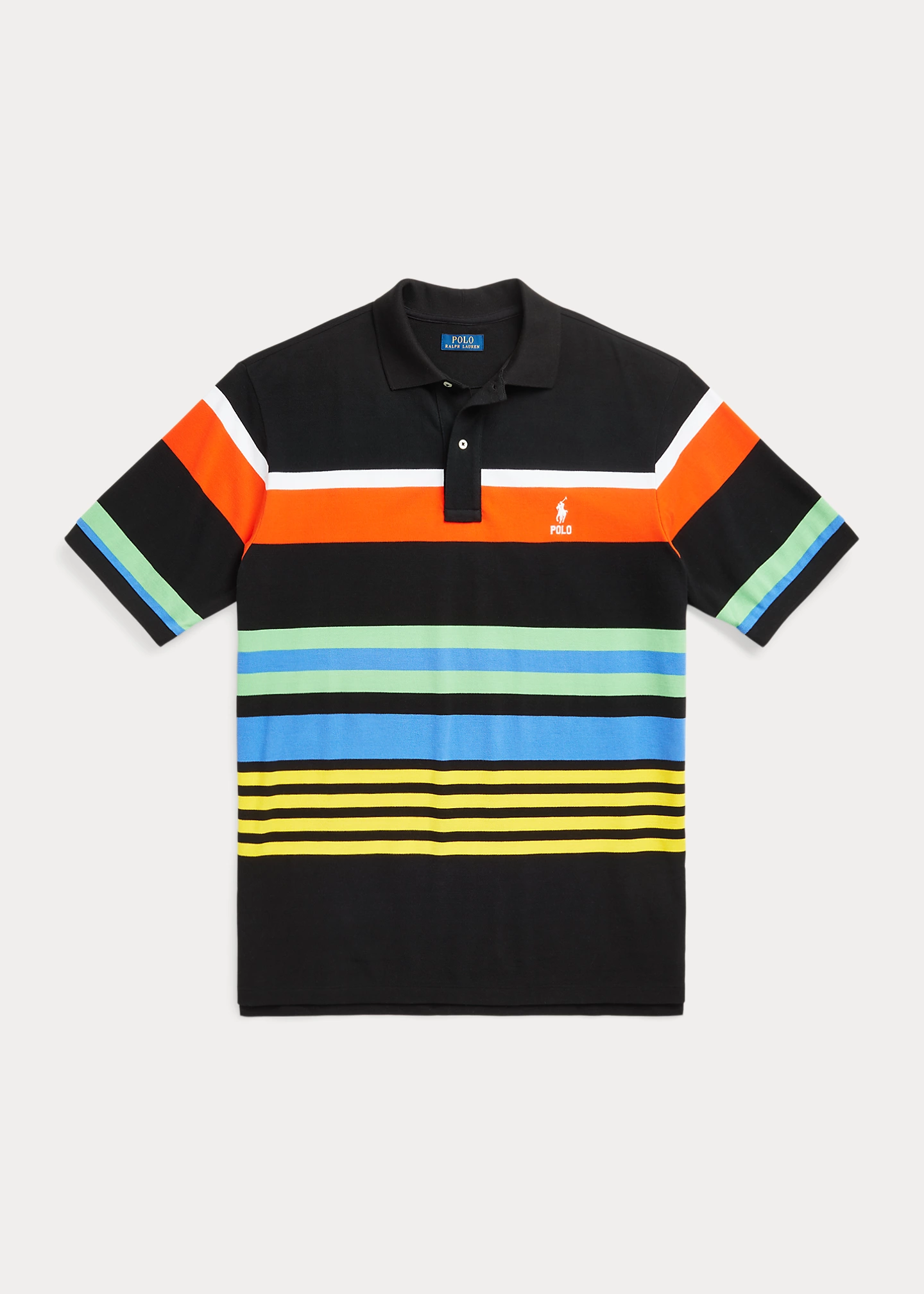 Striped Mesh Polo Shirt