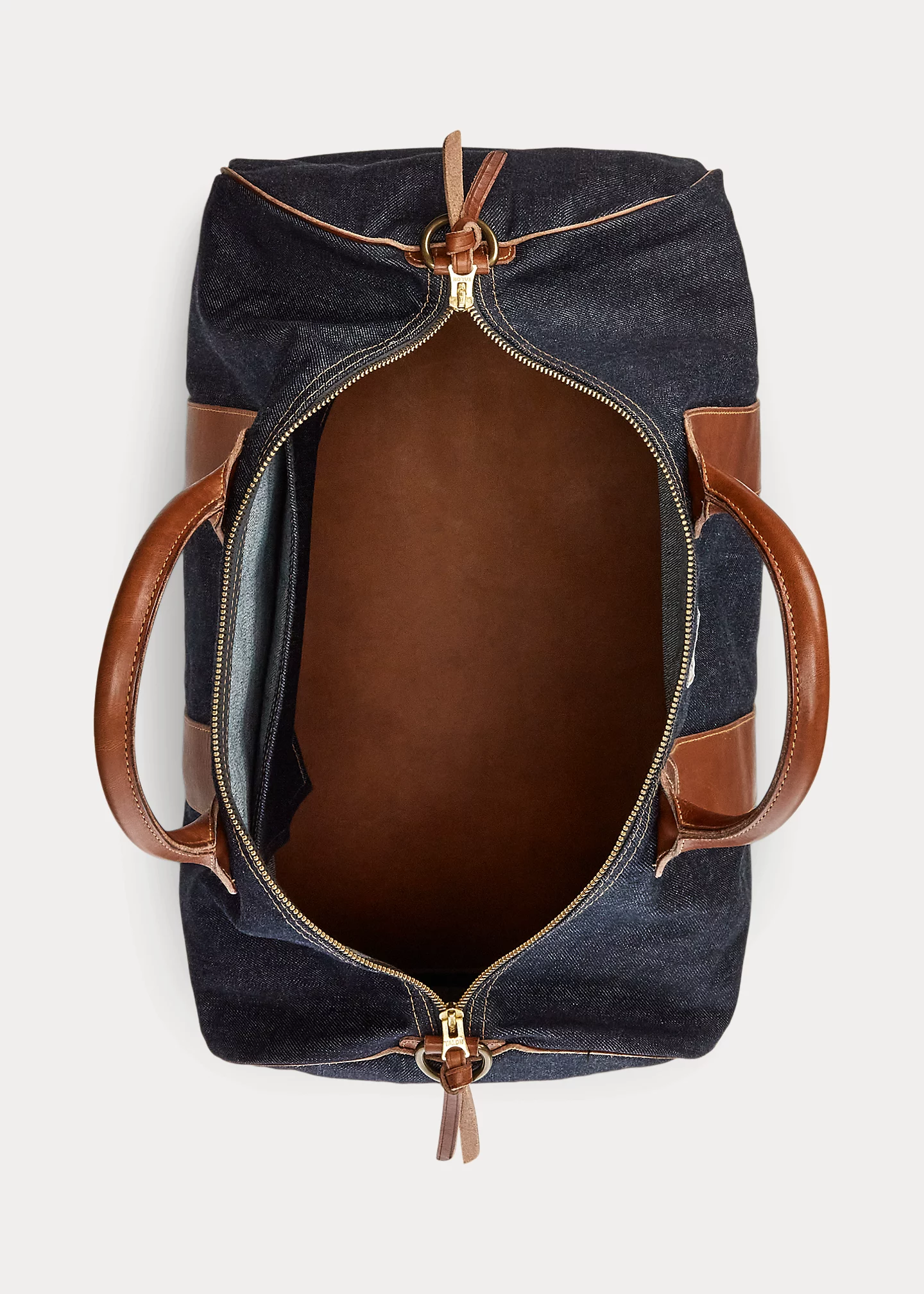Leather-Trim Denim Duffel