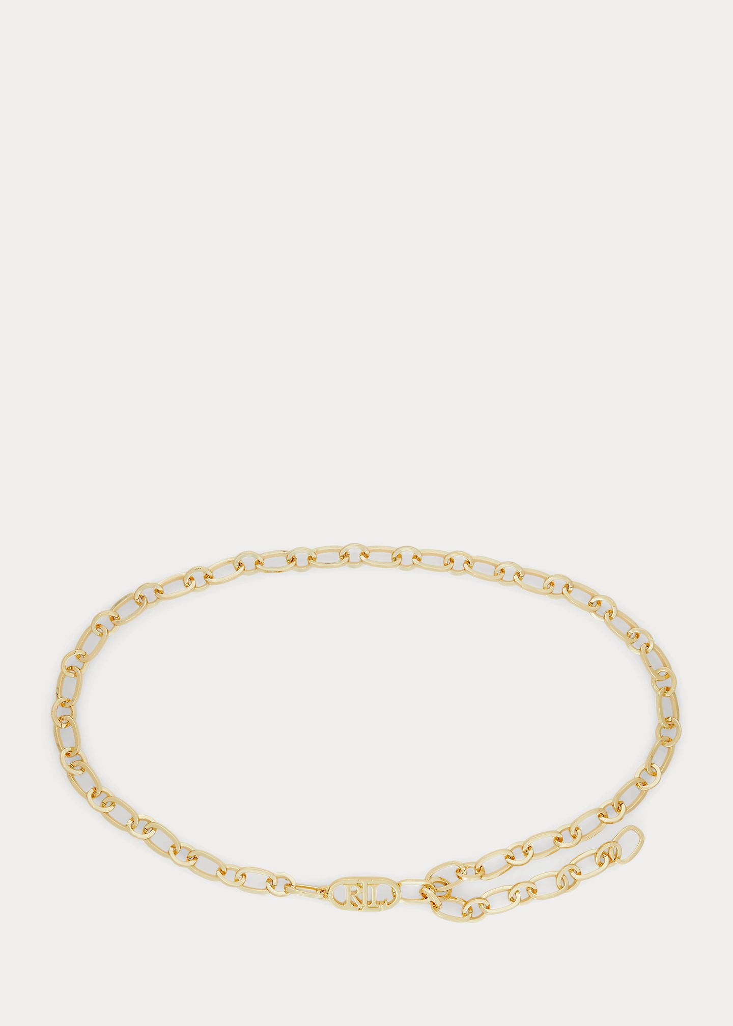Brass-Plated Logo Chain Belt