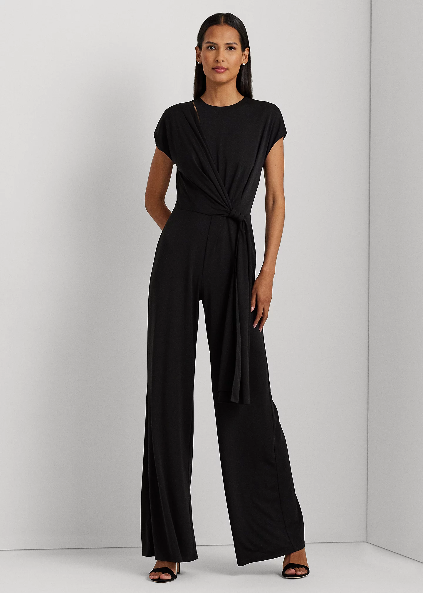 Tie-Front Jersey Wide-Leg Jumpsuit