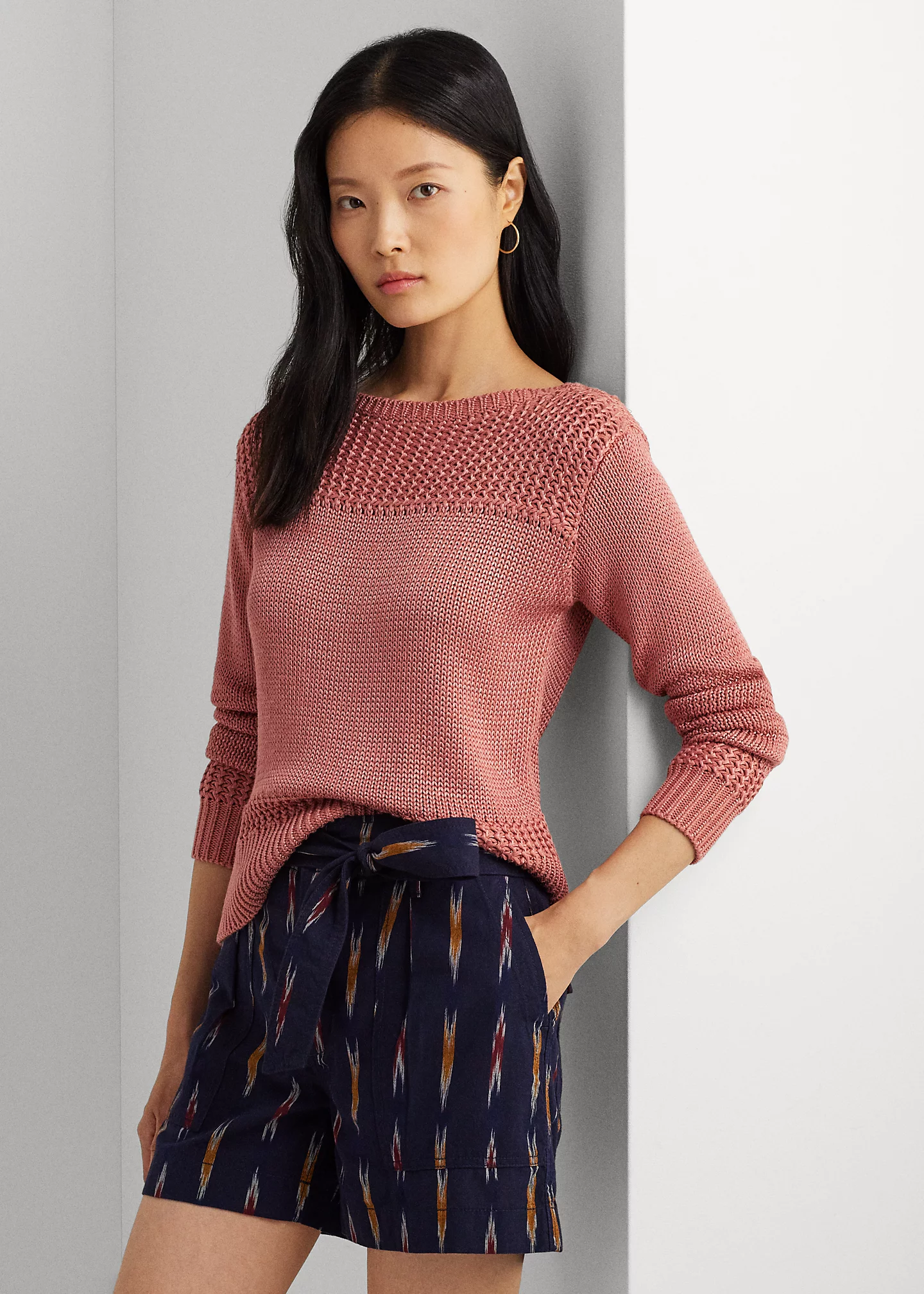 Cotton-Blend Boatneck Sweater