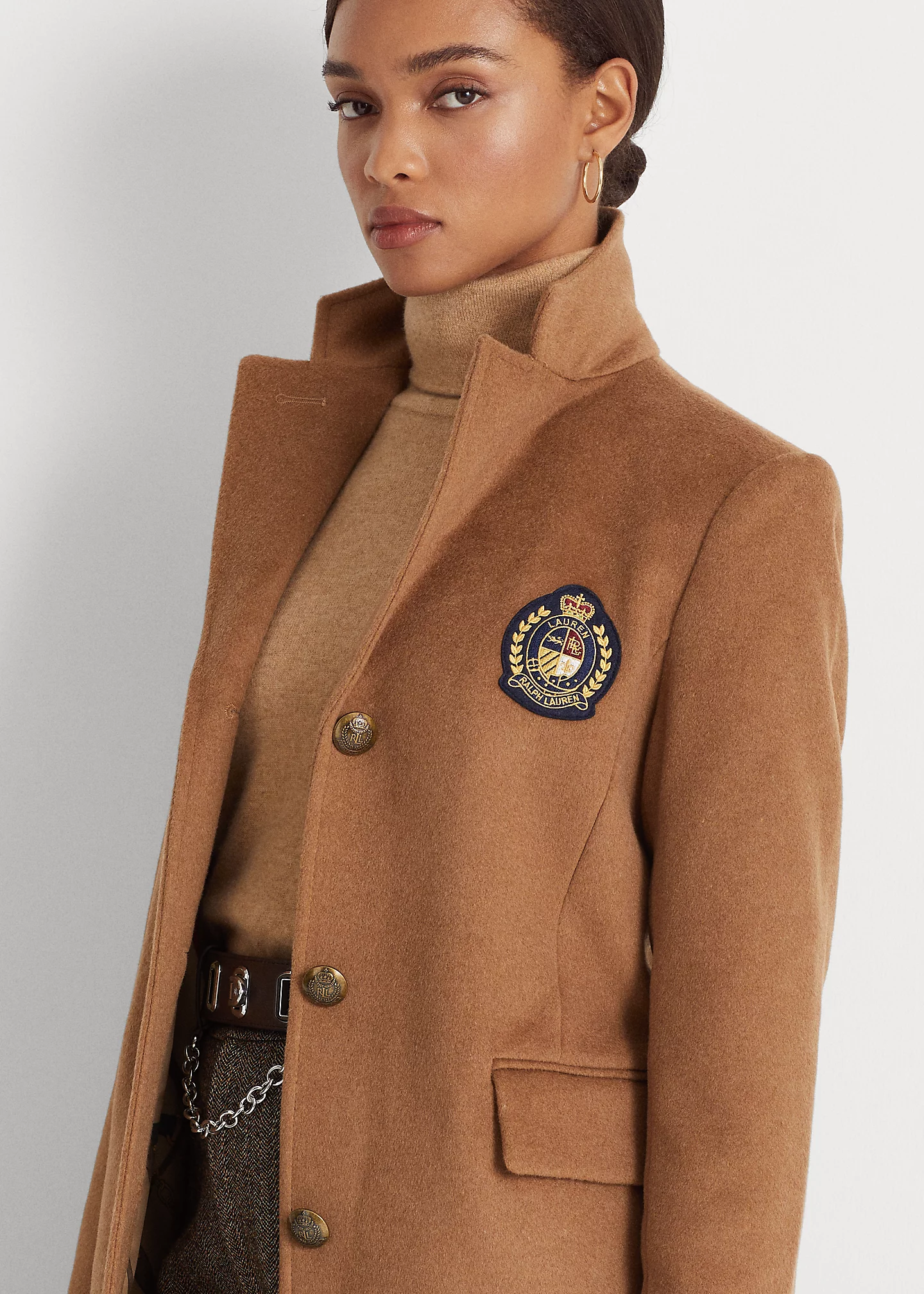 Crest-Patch Wool-Blend Coat