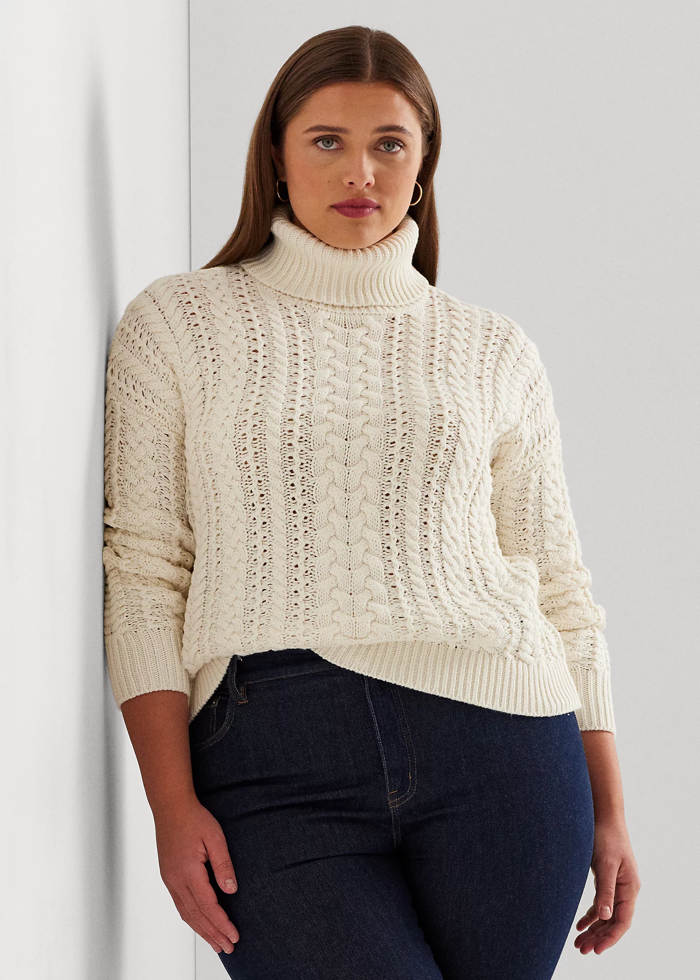 Cable-Knit Cotton-Blend Turtleneck