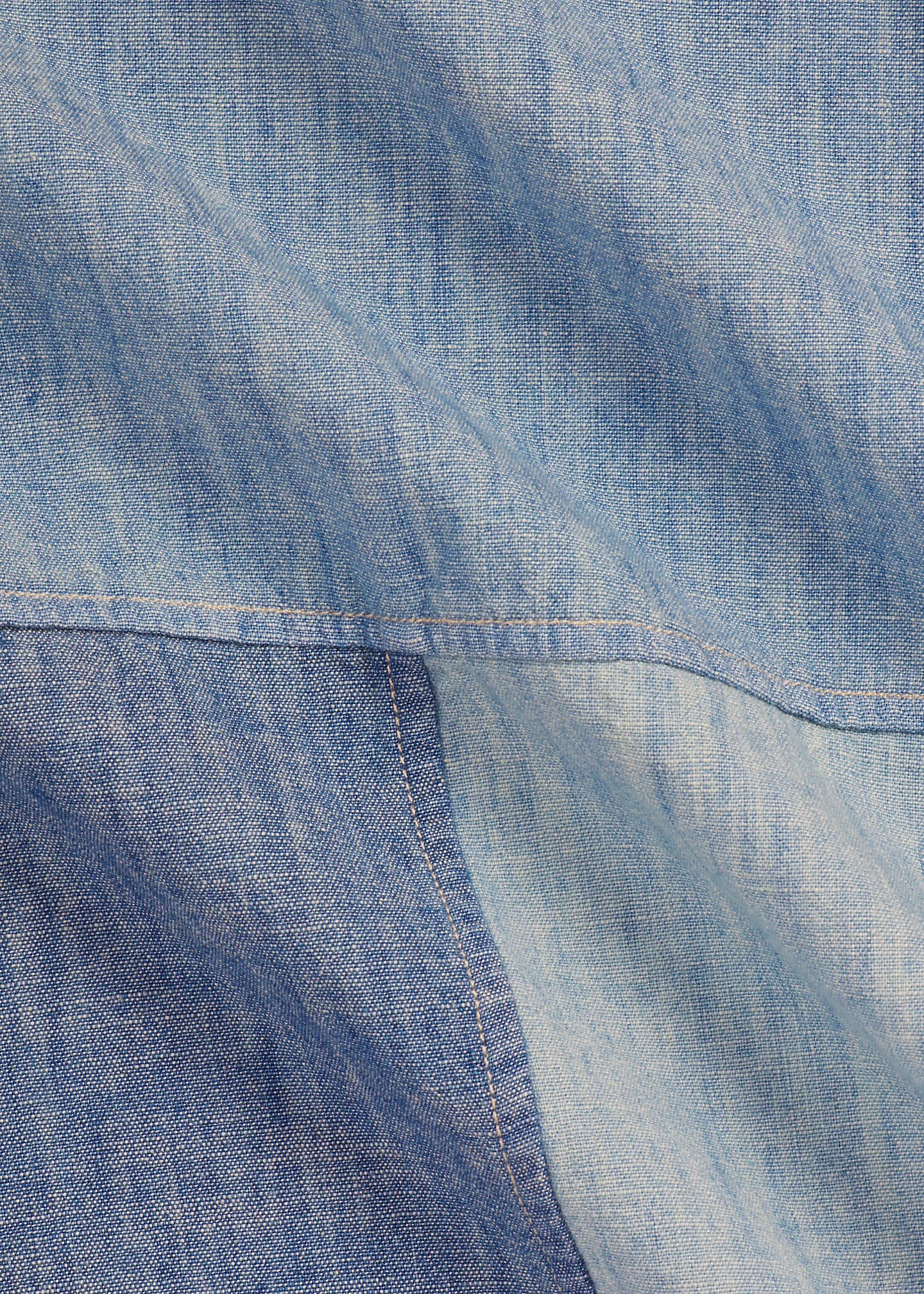 Classic Fit Patchwork Chambray Shirt