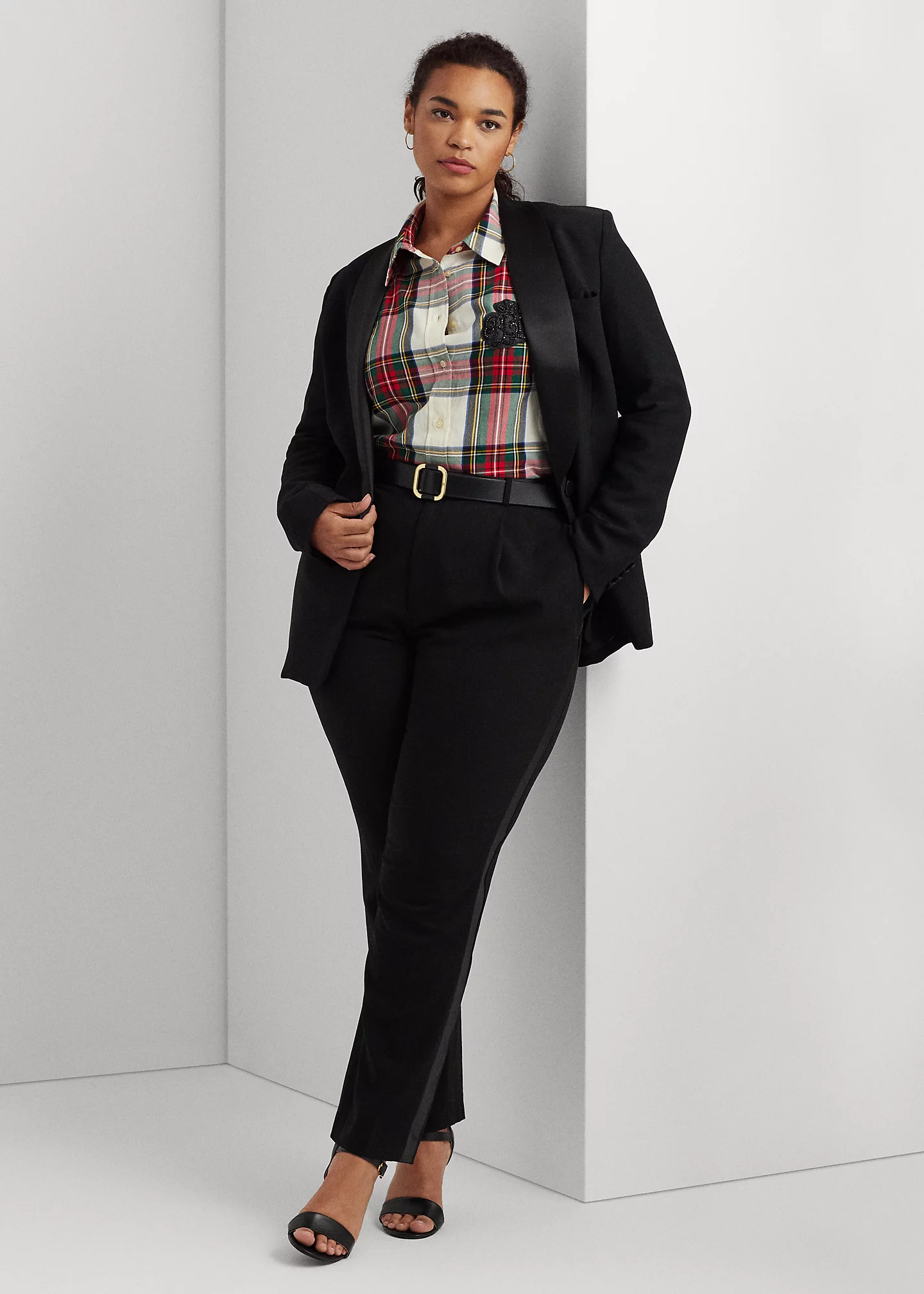 Satin-Trim Crepe Blazer