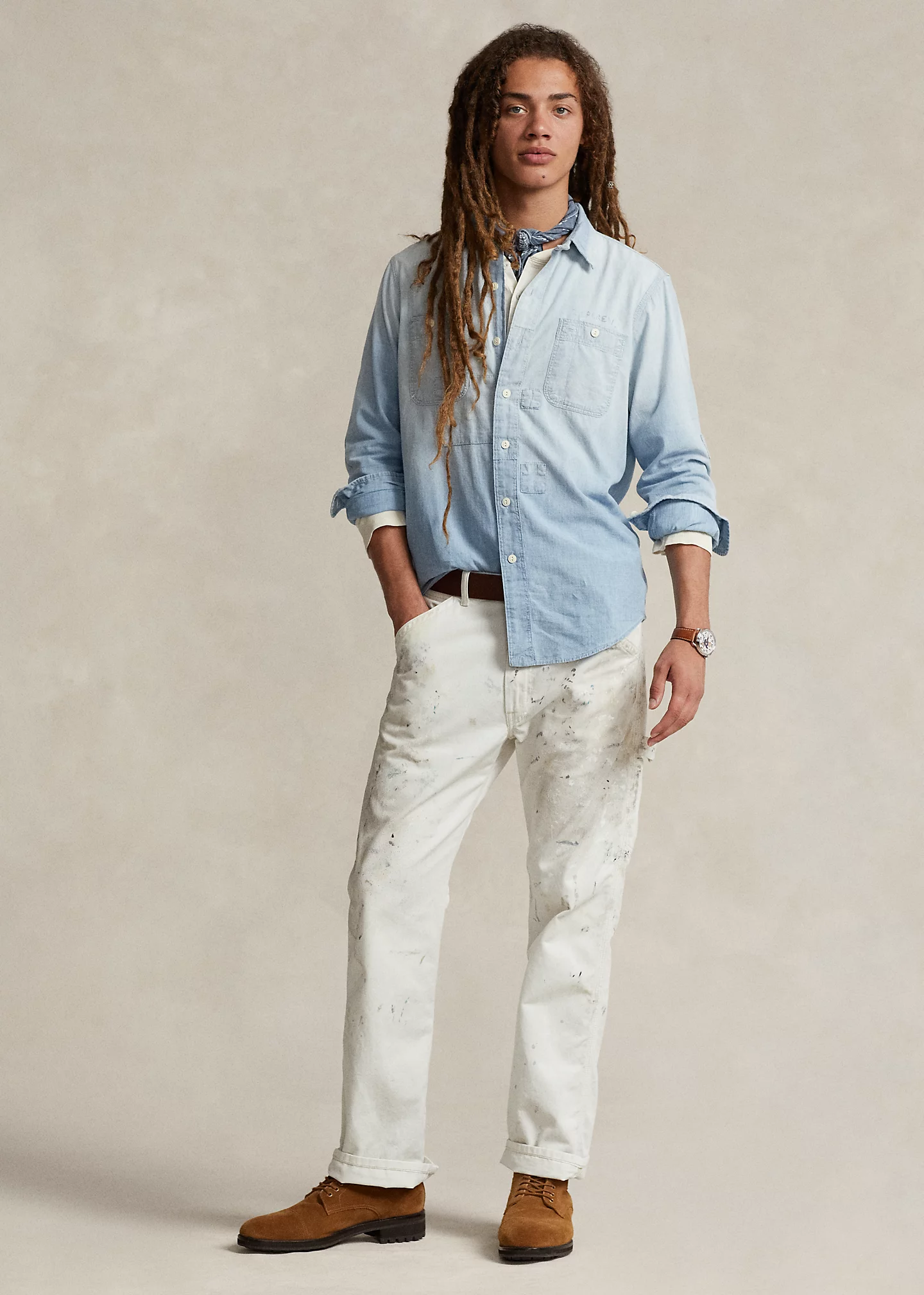 Classic Fit Indigo Chambray Workshirt