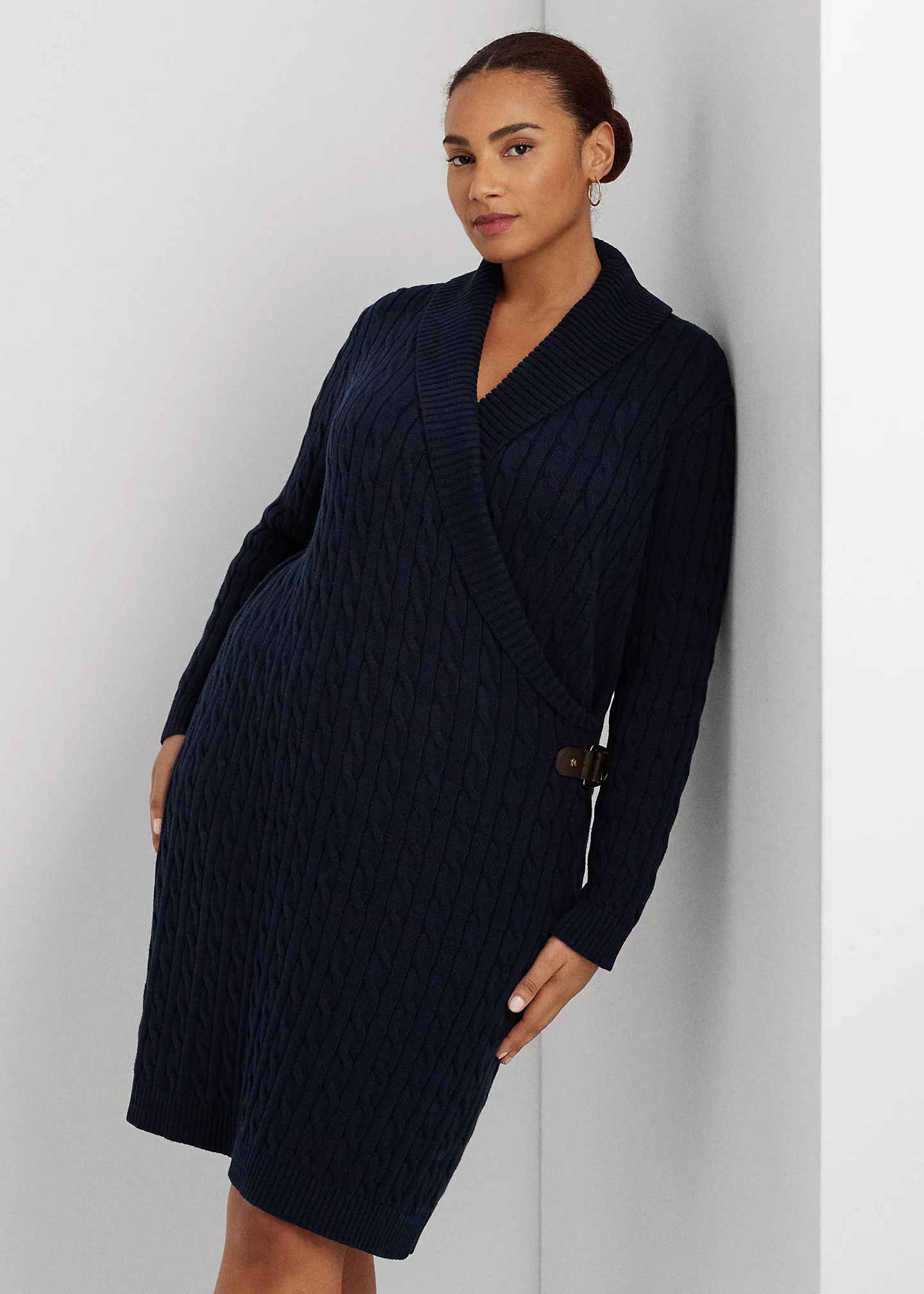 Cable-Knit Buckle-Trim Sweater Dress