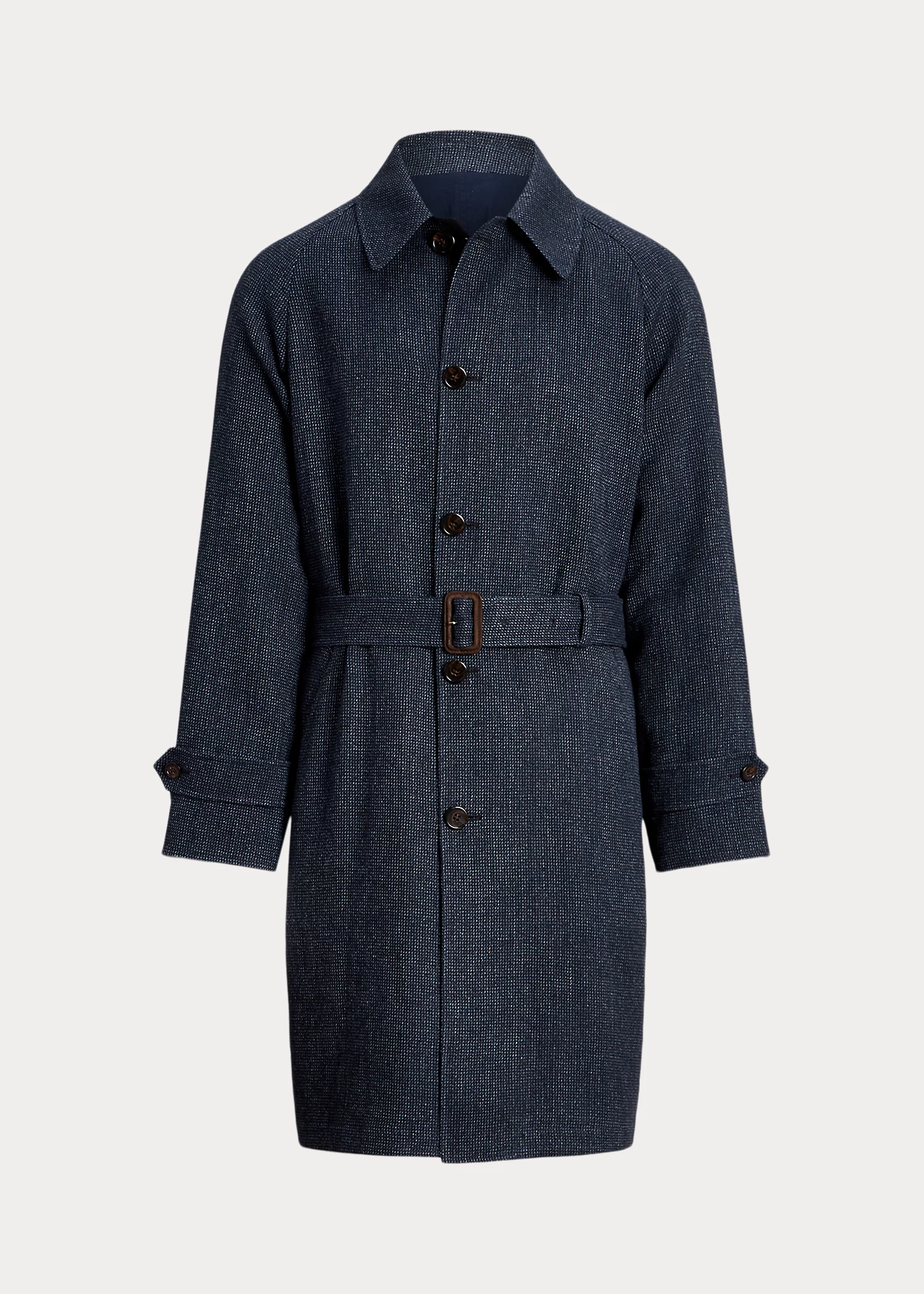 Reversible Tweed-Poplin Balmacaan Coat