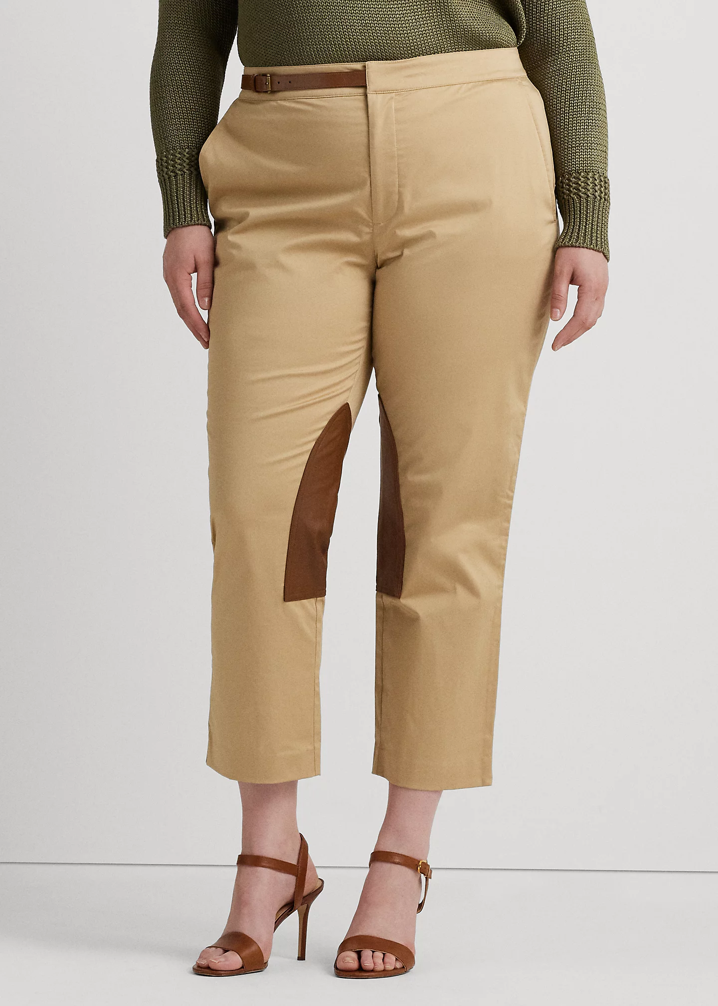 Leather-Trim Stretch Sateen Jodhpur Pant