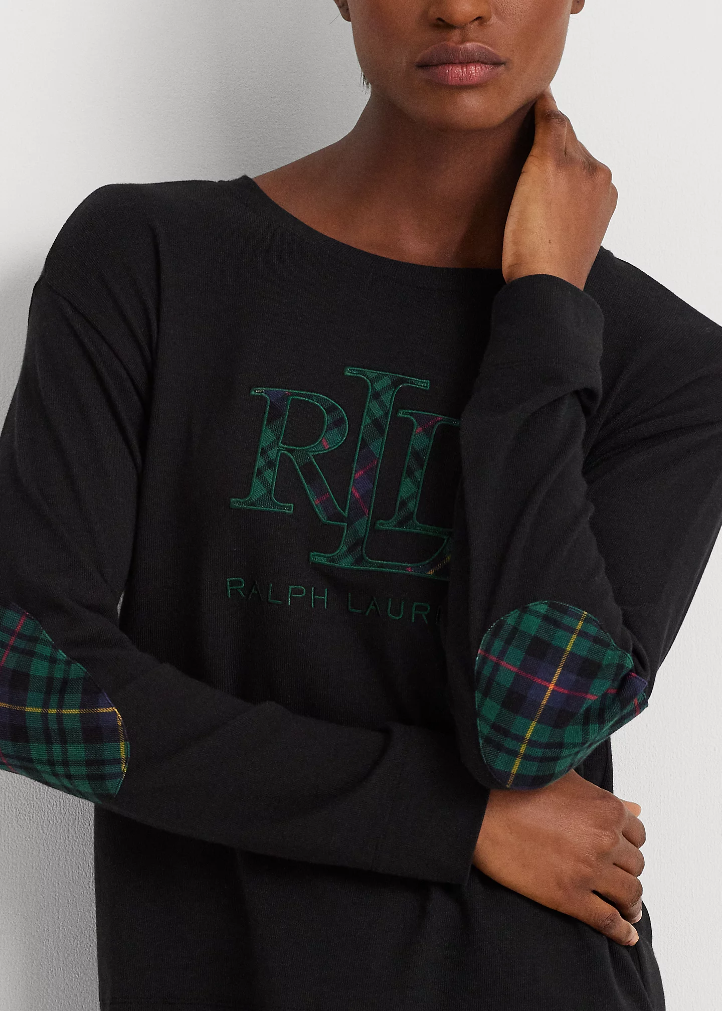 Plaid Cotton-Blend-Jersey Pajama Set