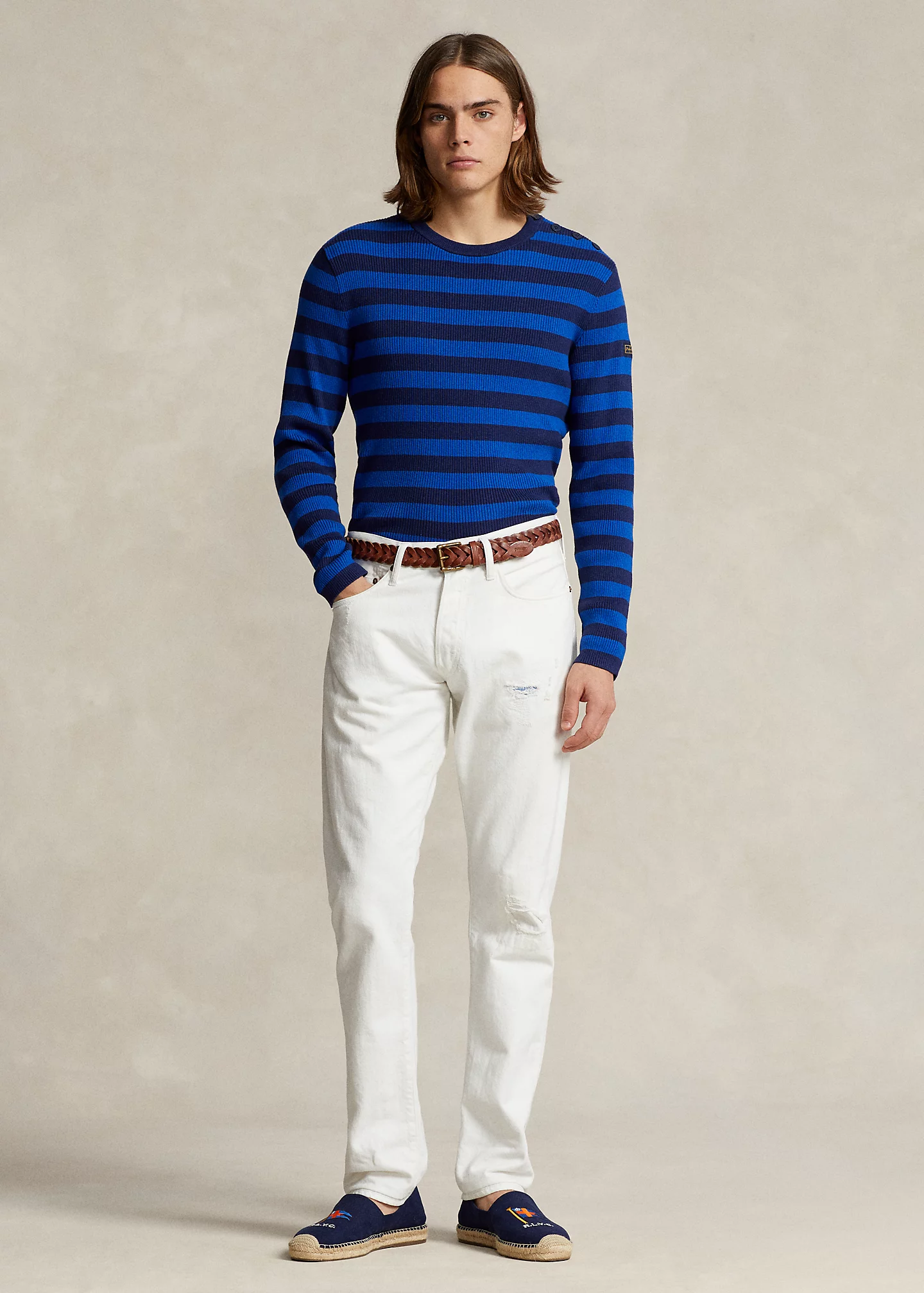 Striped Rib-Knit Cotton-Cashmere Sweater