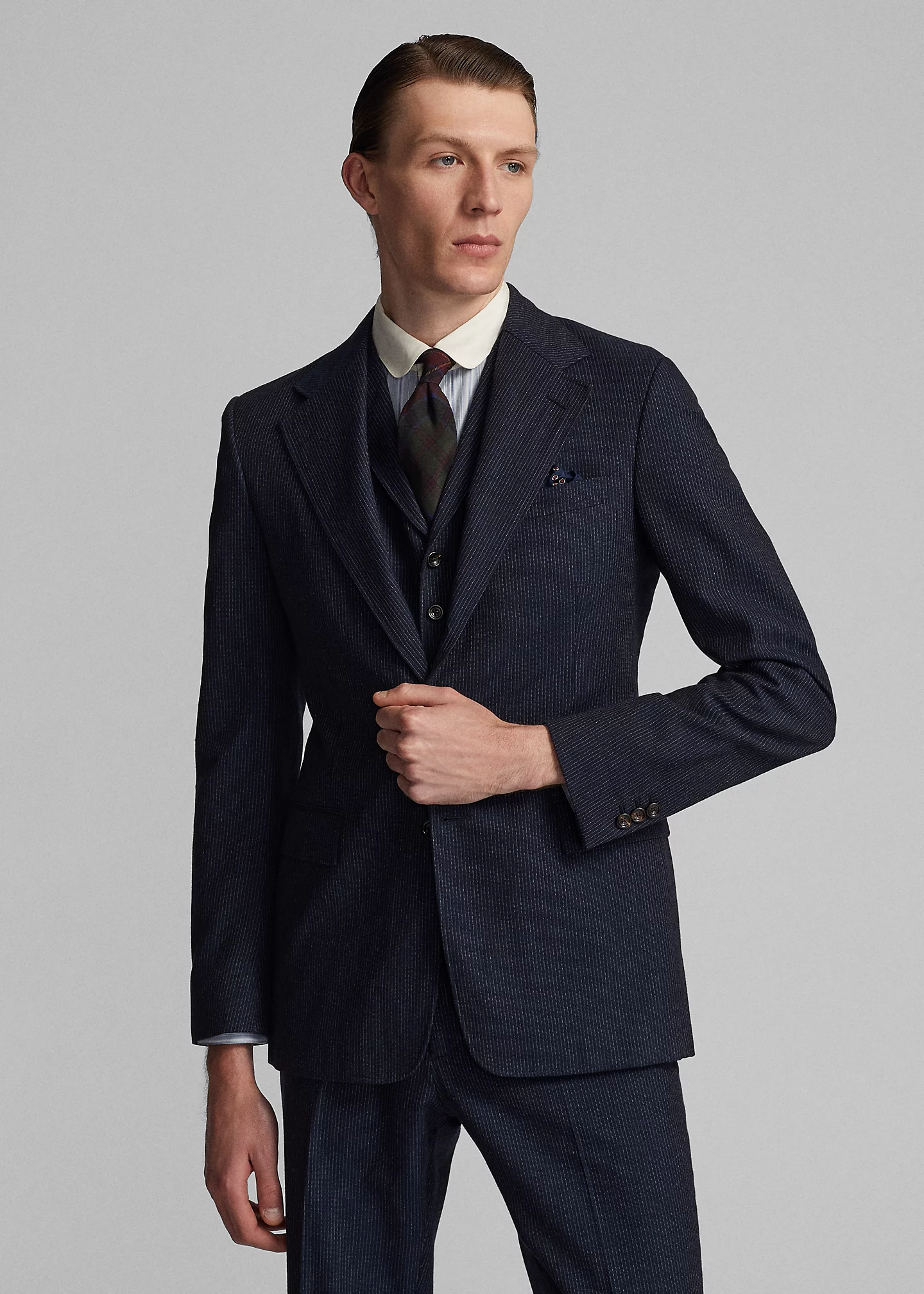 Striped Herringbone Suit Jacket